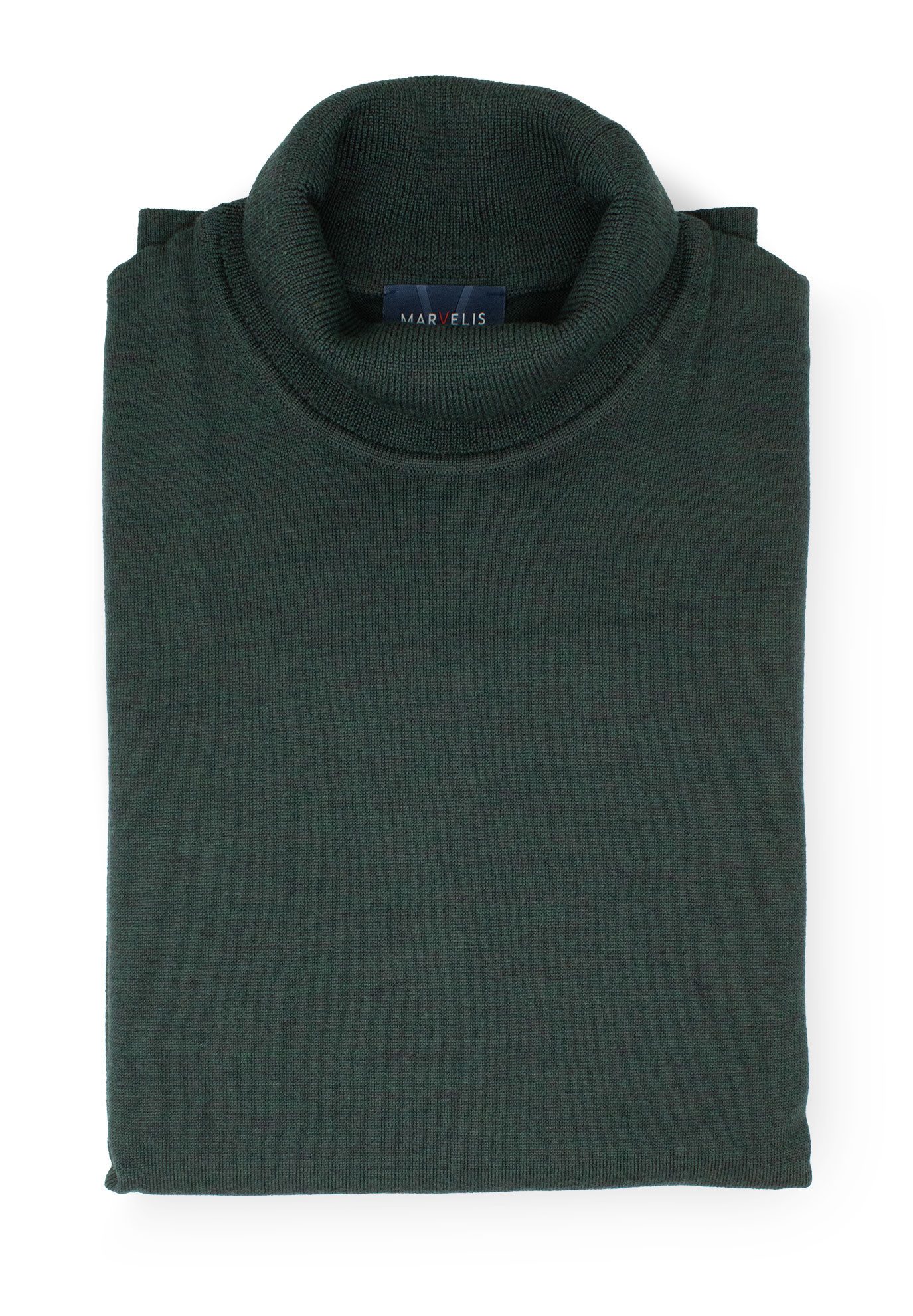 MARVELIS Rollkragenpullover Rollkragenpullover - Casual Fit - Einfarbig - Dunkelgrün