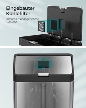 SONGMICS Mülleimer Küche, 60L Mülltrennsystem 3 Fächer Küchenmülleimer