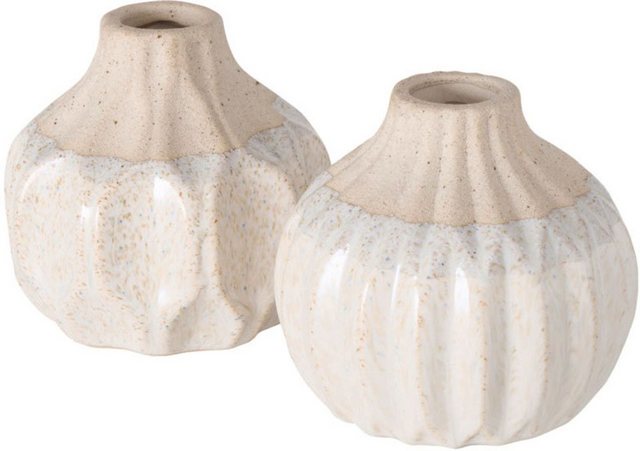 BOLTZE Tischvase »Malia« (Set, 2 Stück), aus Steingut, Höhe ca. 9 cm-Otto