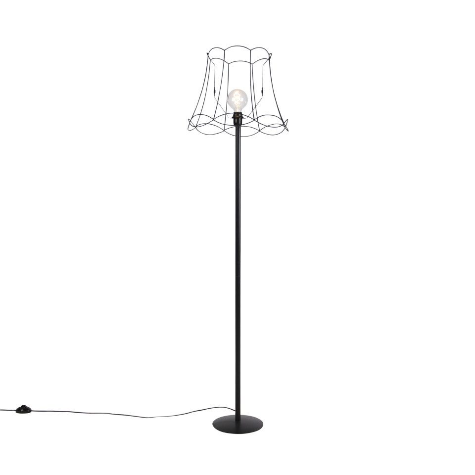 Qazqa Stehlampe Simplo, ohne Leuchtmittel, Warmweiß, QAZQA Stehlampe, e27, Schwarz, Stahl, country-rustic