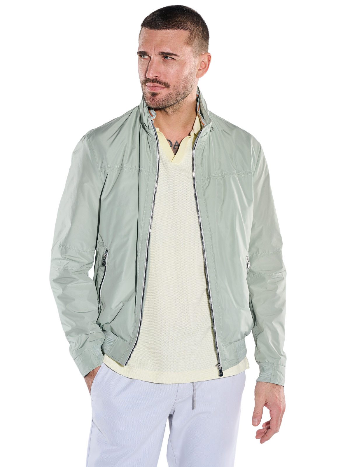 emilio adani Kurzjacke Herren Wasserabweisende Funktionsjacke im Blouson-Style, Hellgruen