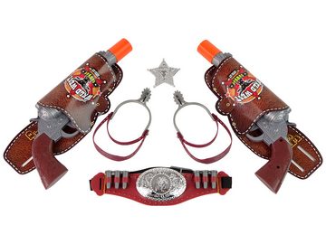 LEAN Toys Laserpistole Cowboy-Set Revolver Zubehör Sporen Accessoires Pistole Sounds Gürtel