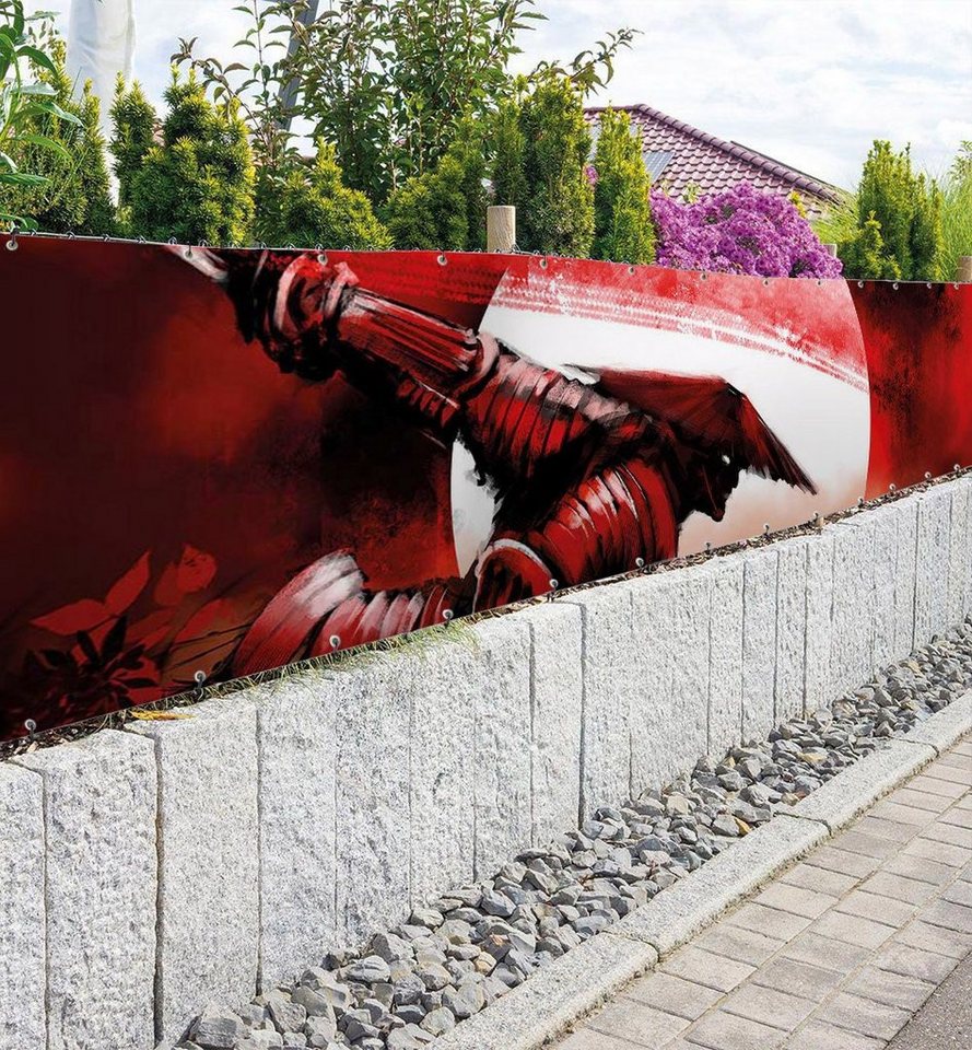 Thumbnail - MyMaxxi Sichtschutzzaunmatten Zaunbanner Samurai rot Sichtschutz Garten Zaun