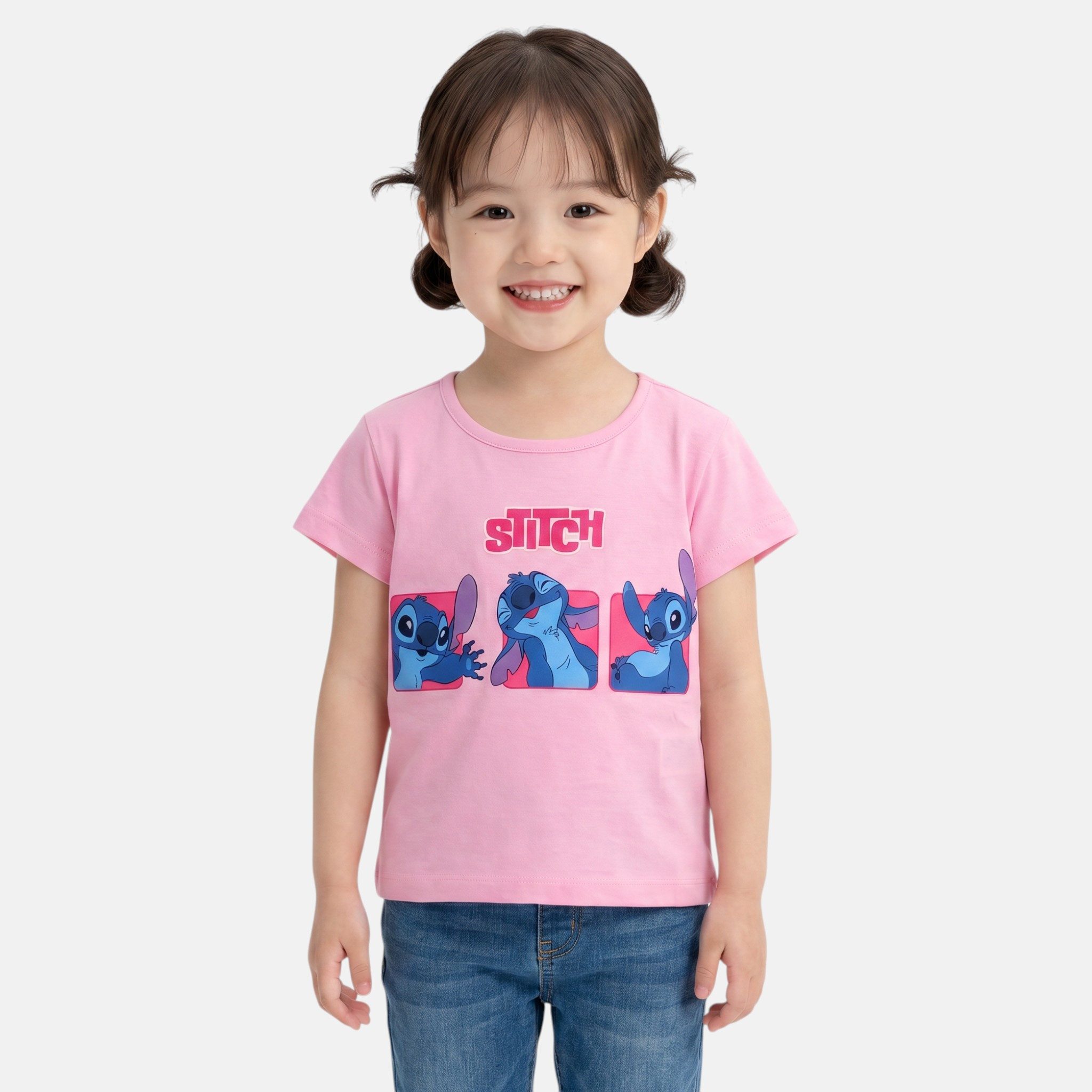 Disney Print-Shirt Disney Stitch Kinder Mädchen T-Shirt Kurzarm Shirt Gr. 98 bis 128 (1-tlg) 100% Baumwolle