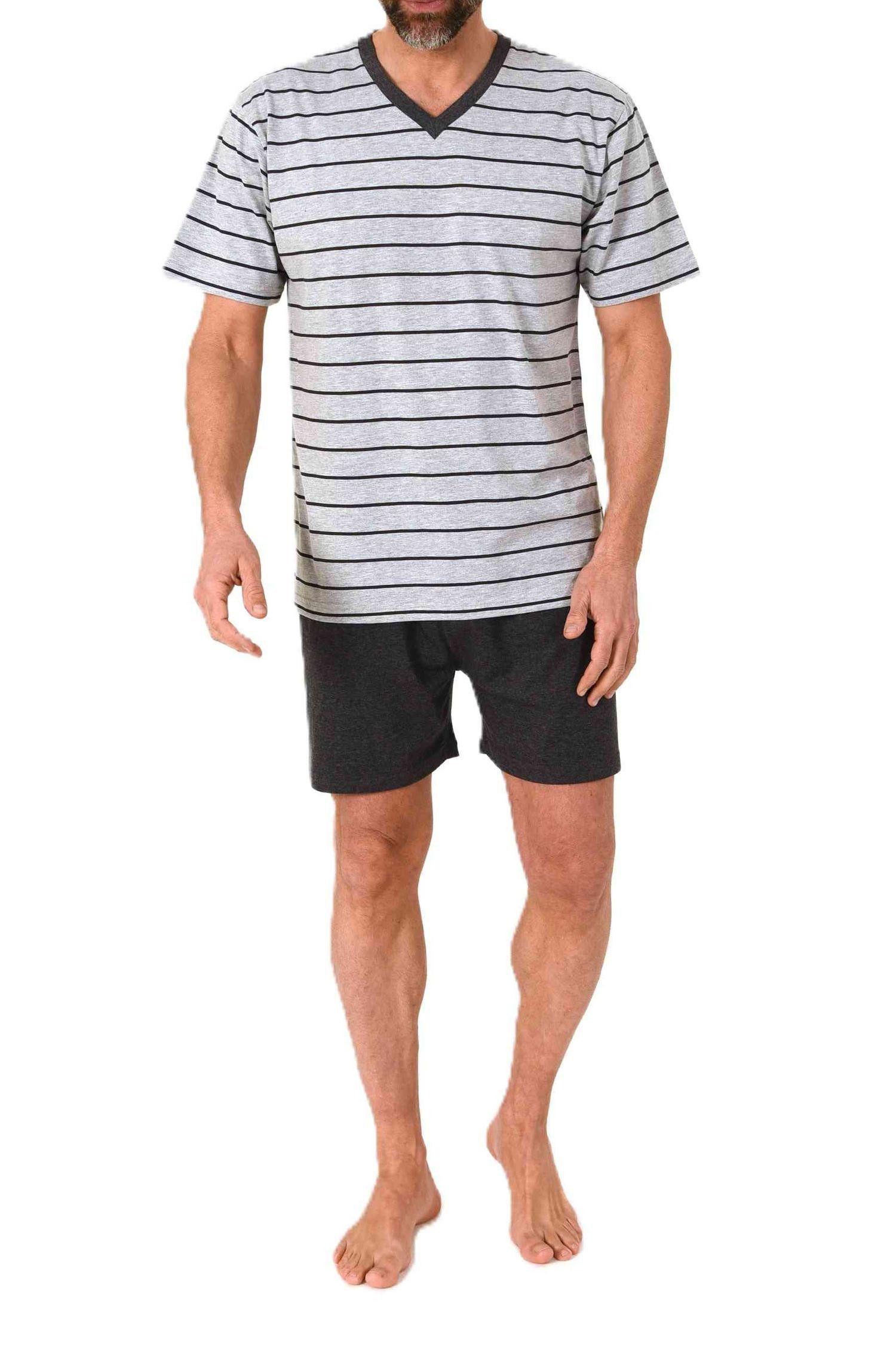 Normann Pyjama Normann Herren kurzarm Schlafanzug Shorty Pyjama in Streifen günstig online kaufen