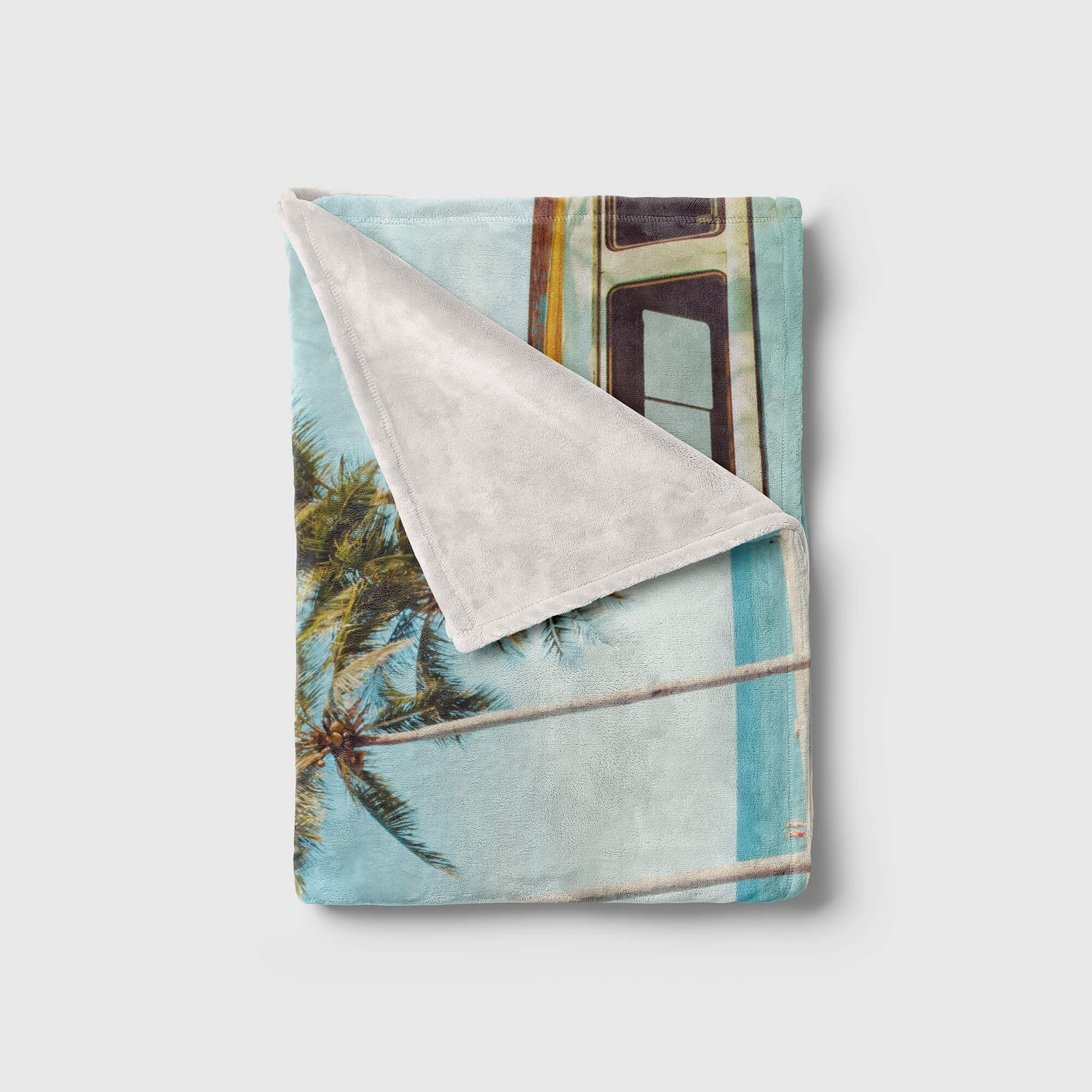 Baumwolle-Polyester-Mix Strandhandtuch Sommer Sonn, Handtuch Handtücher mit (1-St), Saunatuch Fotomotiv Kuscheldecke Sinus Palmen Handtuch Art