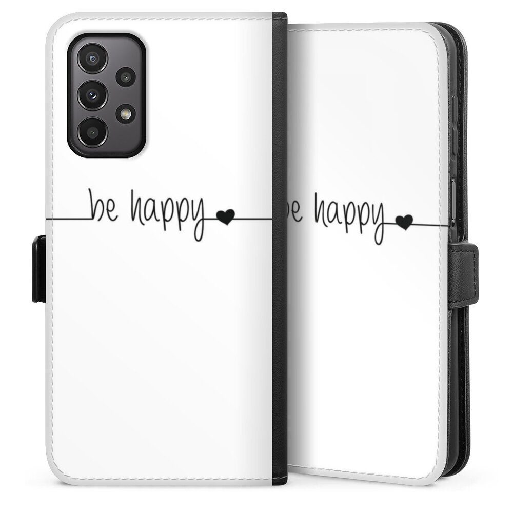 DeinDesign Handyhülle Statement Sprüche Glück Be Happy weisser