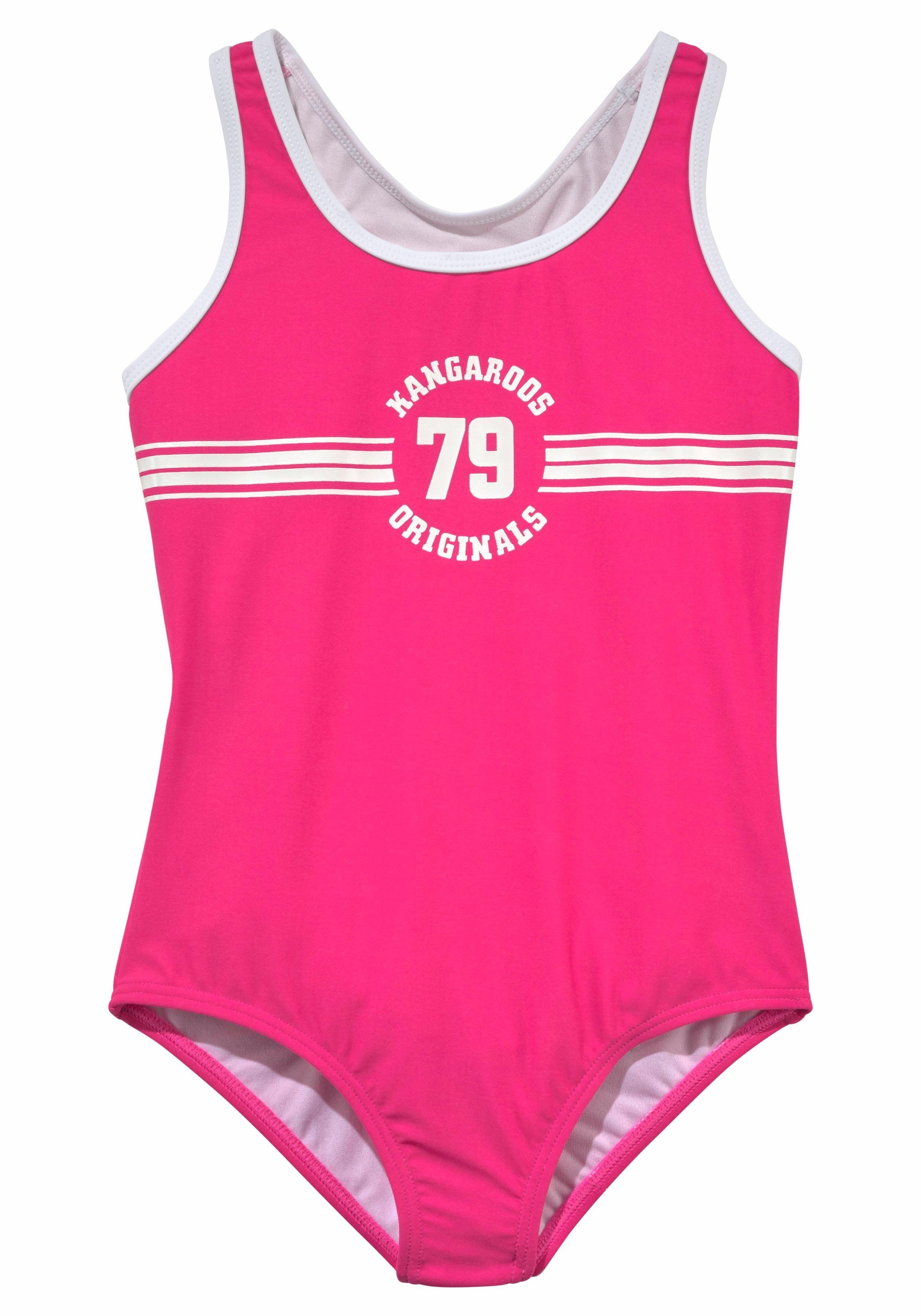 sportlichem mit pink Frontdruck Badeanzug KangaROOS Sporty