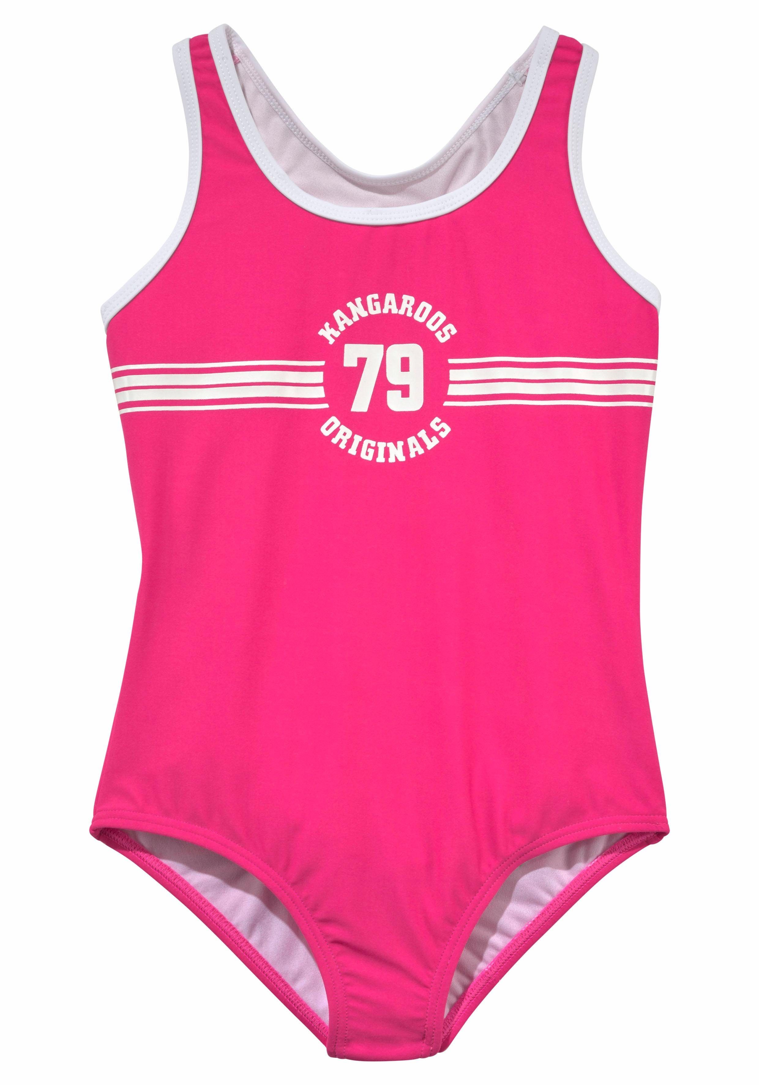 KangaROOS Badeanzug Sporty mit sportlichem Frontdruck pink