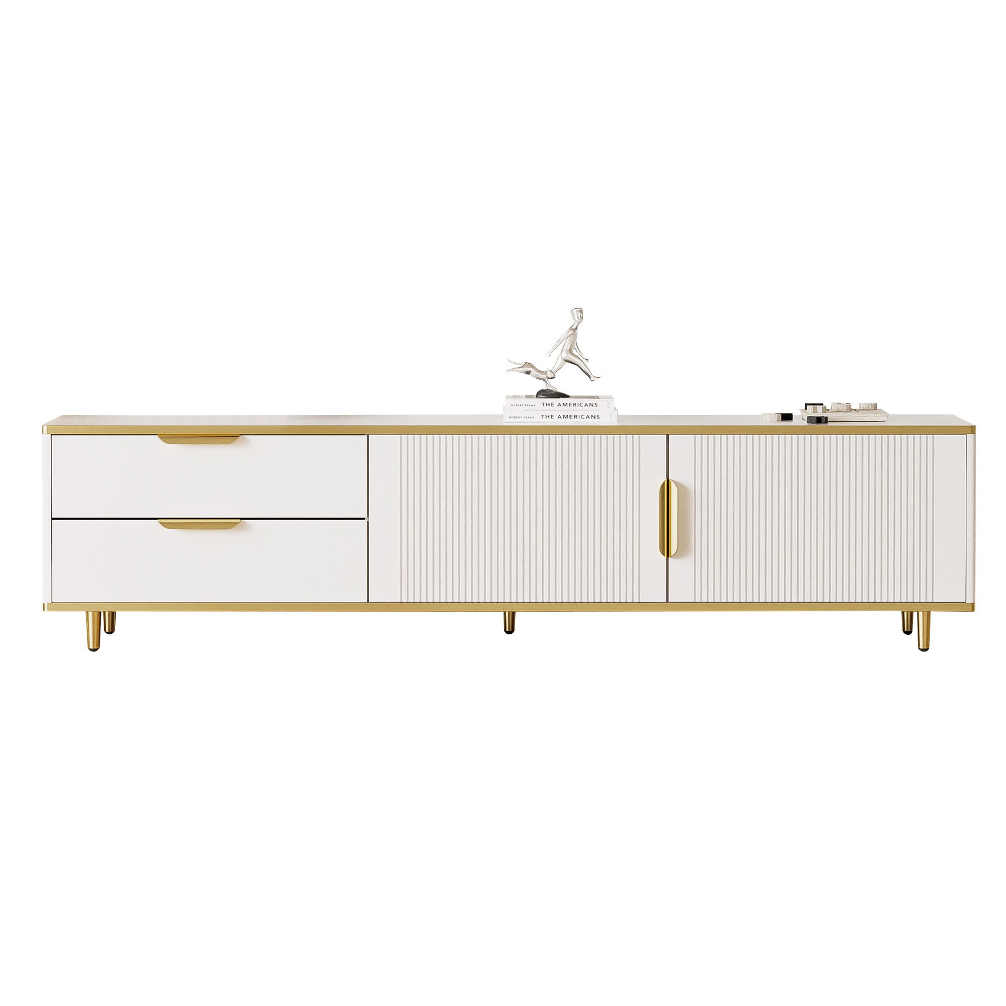 Merax Lowboard mit Türen und Schubladen, TV-Schrank mit Metallfüße,TV-Board günstig online kaufen