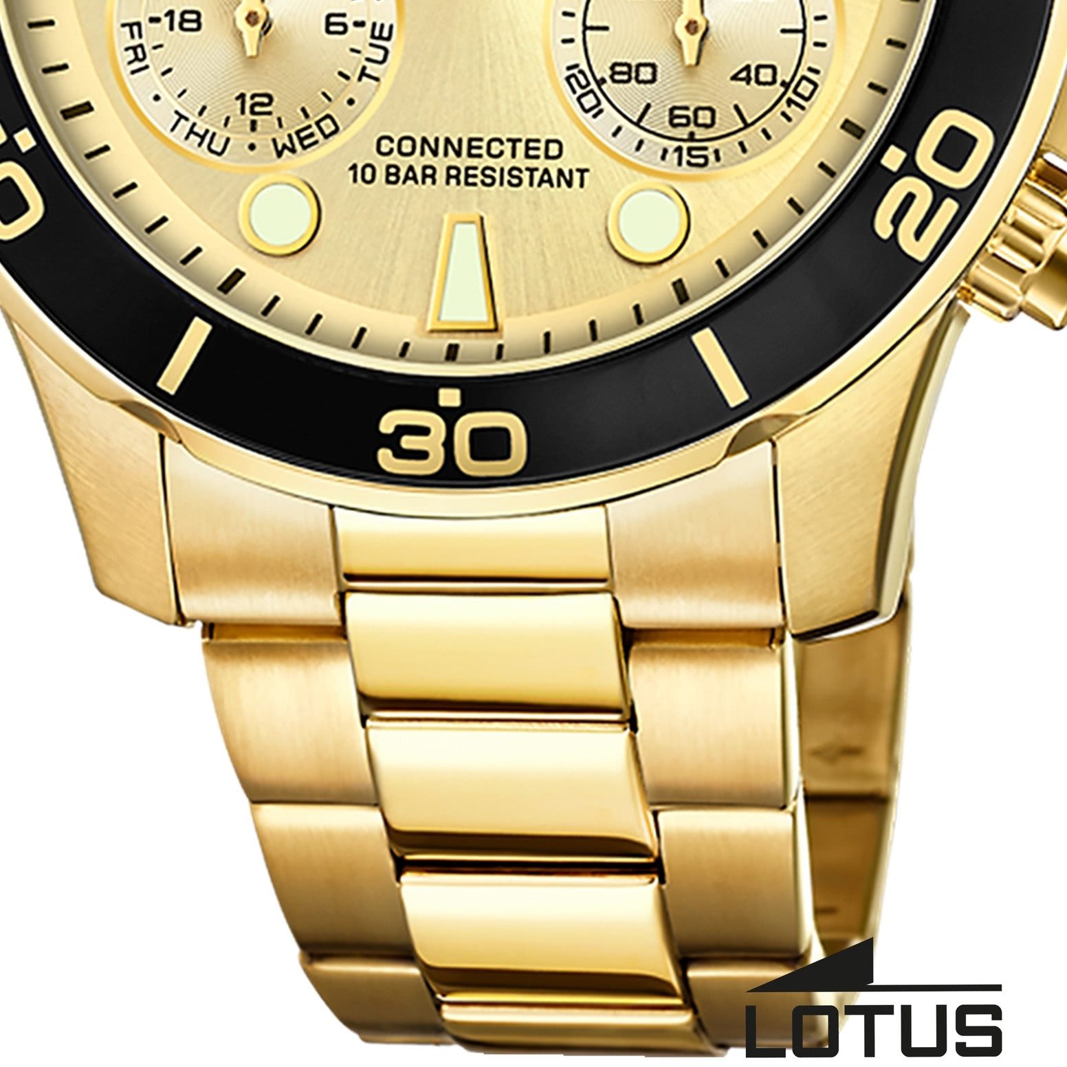 Lotus Chronograph Lotus Herrenuhr Edelstahl gold Lotus, (Chronograph), Herren Armbanduhr rund, groß (ca. 44,5mm), Edelstahl