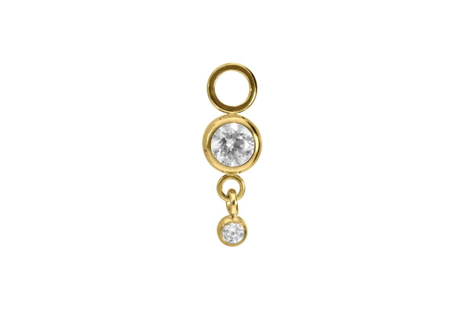 Piercing-Set Titan Anhänger für Clicker 2 RUNDE KRISTALLE