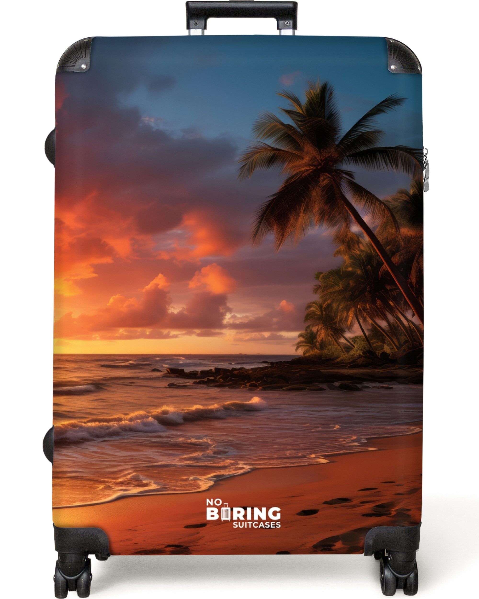 NoBoringSuitcases.com© Hartschalen-Trolley Strand mit Palme bei günstig online kaufen