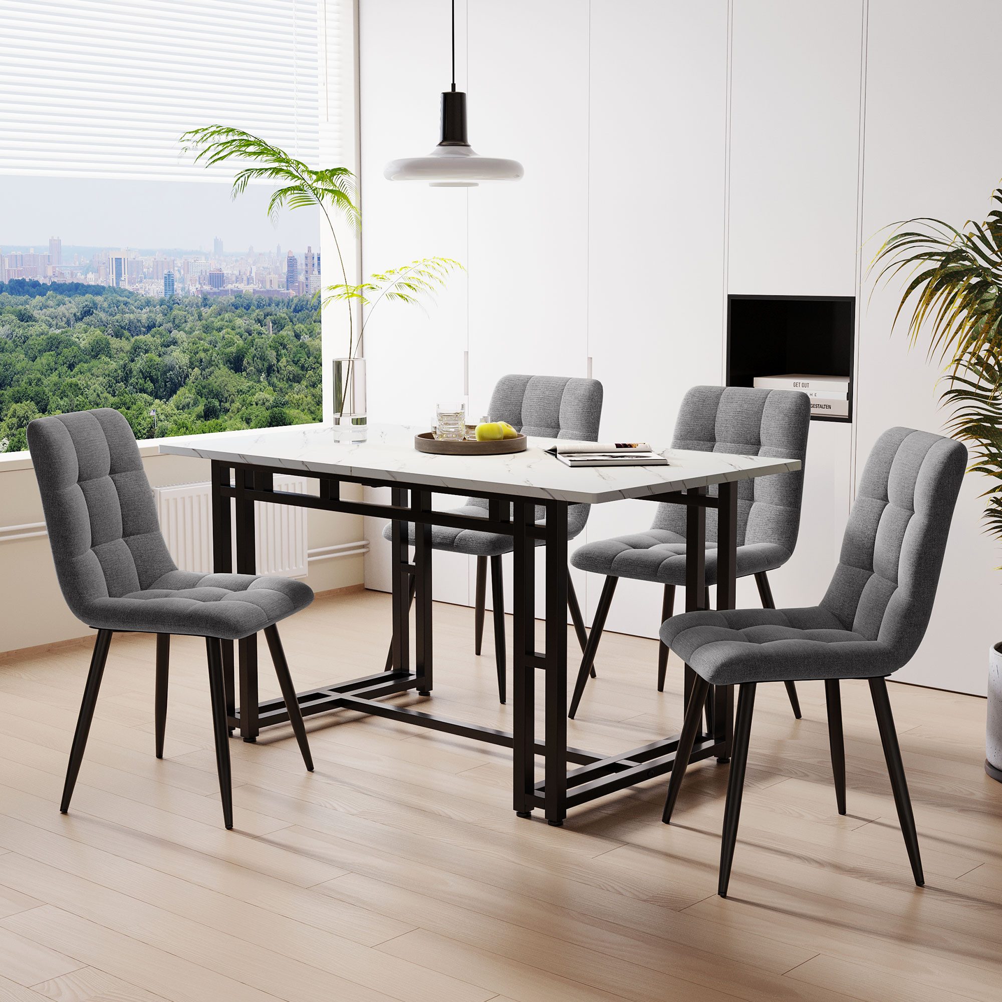 MODFU Essgruppe Ein Tisch mit vier Stühlen, (5-tlg), Küchentisch Set Esszimmerstuhl