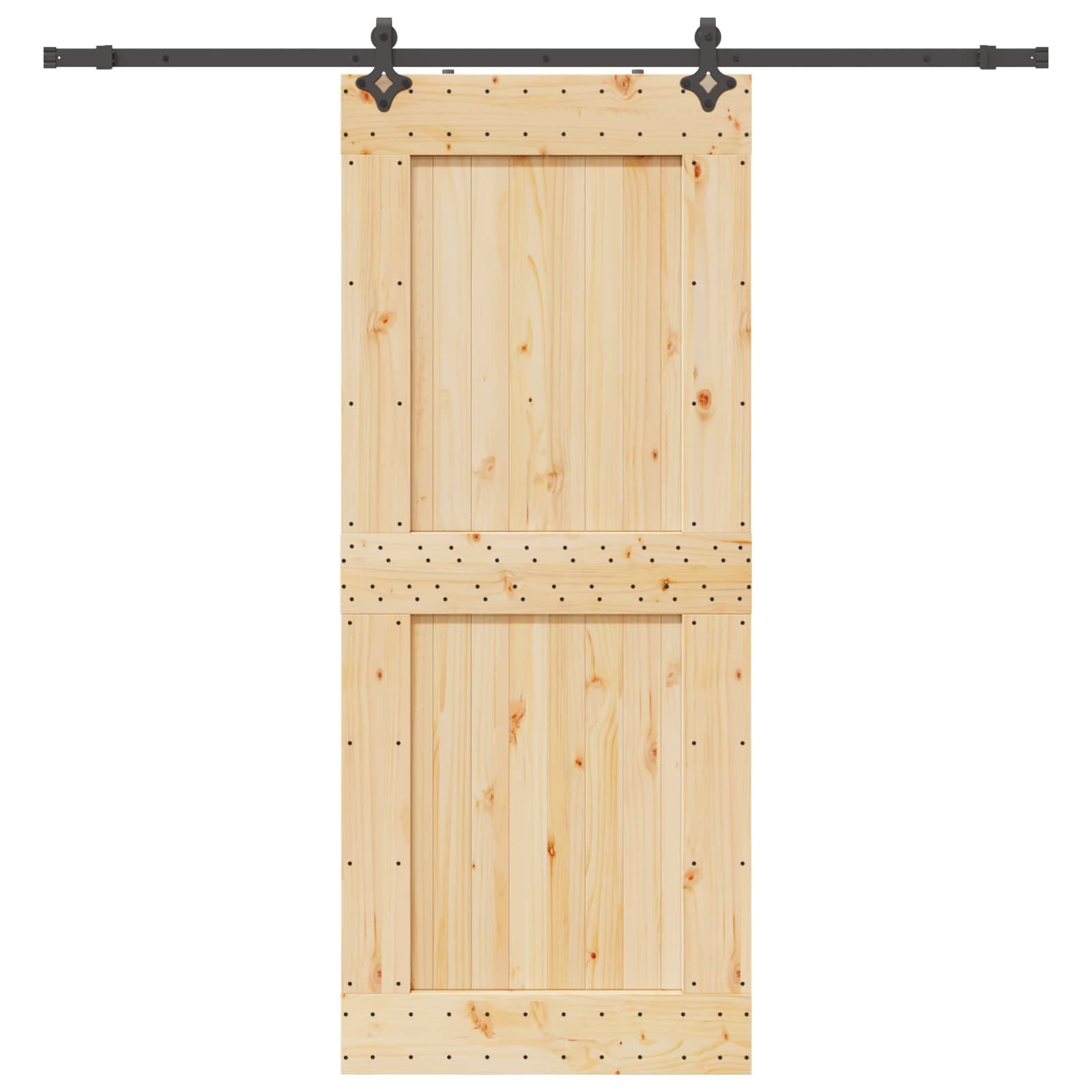 vidaXL Zimmertür 95 x 210 cm 213,5 cm Schiebetür NARVIK Natürlich und Schwarz 95x210 cm