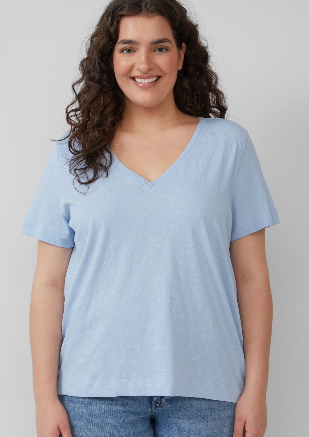 s.Oliver T-Shirt Curve Shirt mit Flammgarn-Struktur, günstig online kaufen