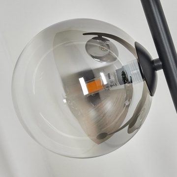 hofstein Stehlampe moderne Stehlampe aus Metall/Glas in Schwarz/Rauchglas/Klar, ohne Leuchtmittel, Standleuchte, Glasschrime Ø15cm, Fußschalter, 3x G9, ohne Leuchtmittel