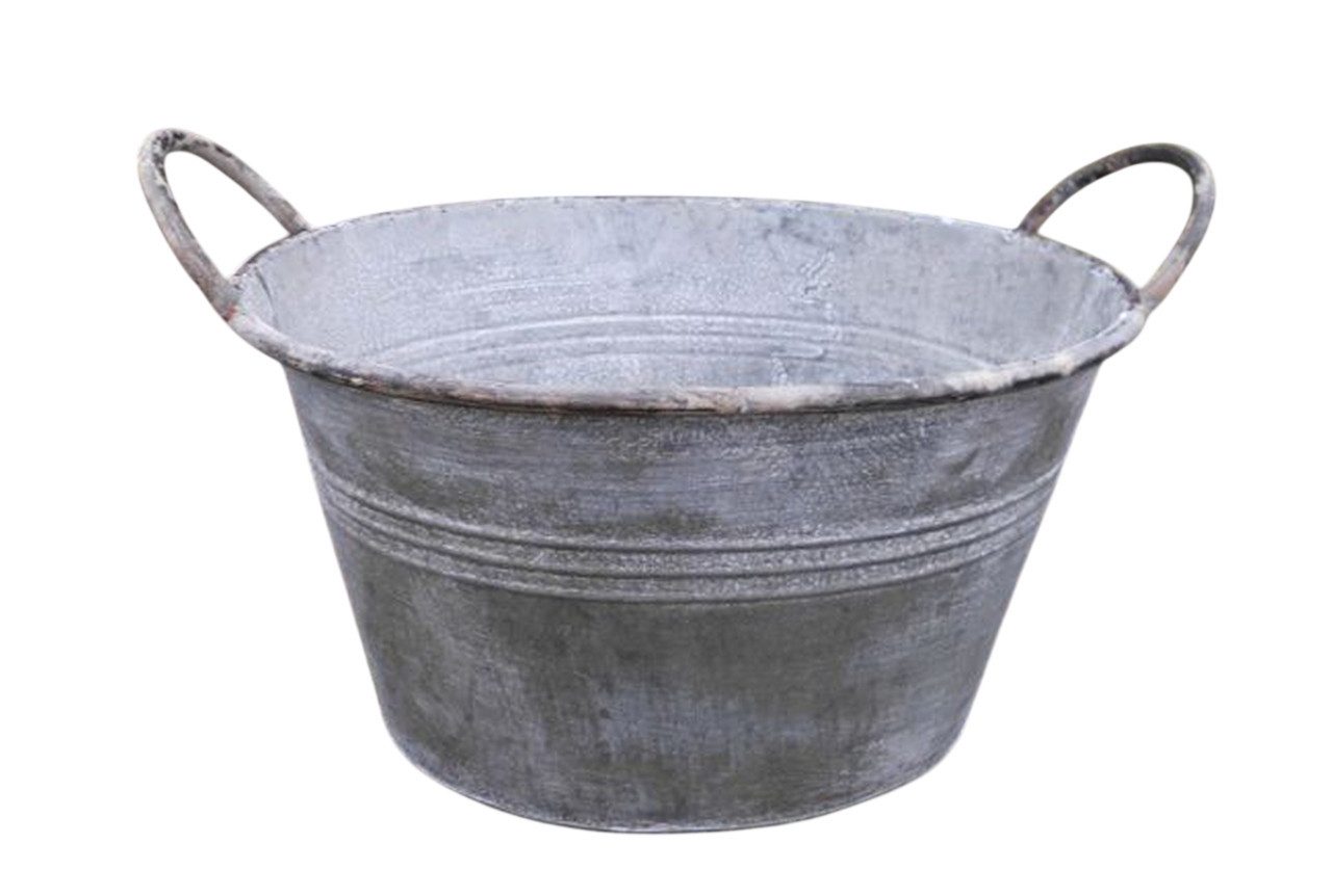 Deko-Impression Pflanzkübel Eisenschale Eisenwanne Pflanztopf Blumentopf Pflanzschale Grau-Antik (1 St)