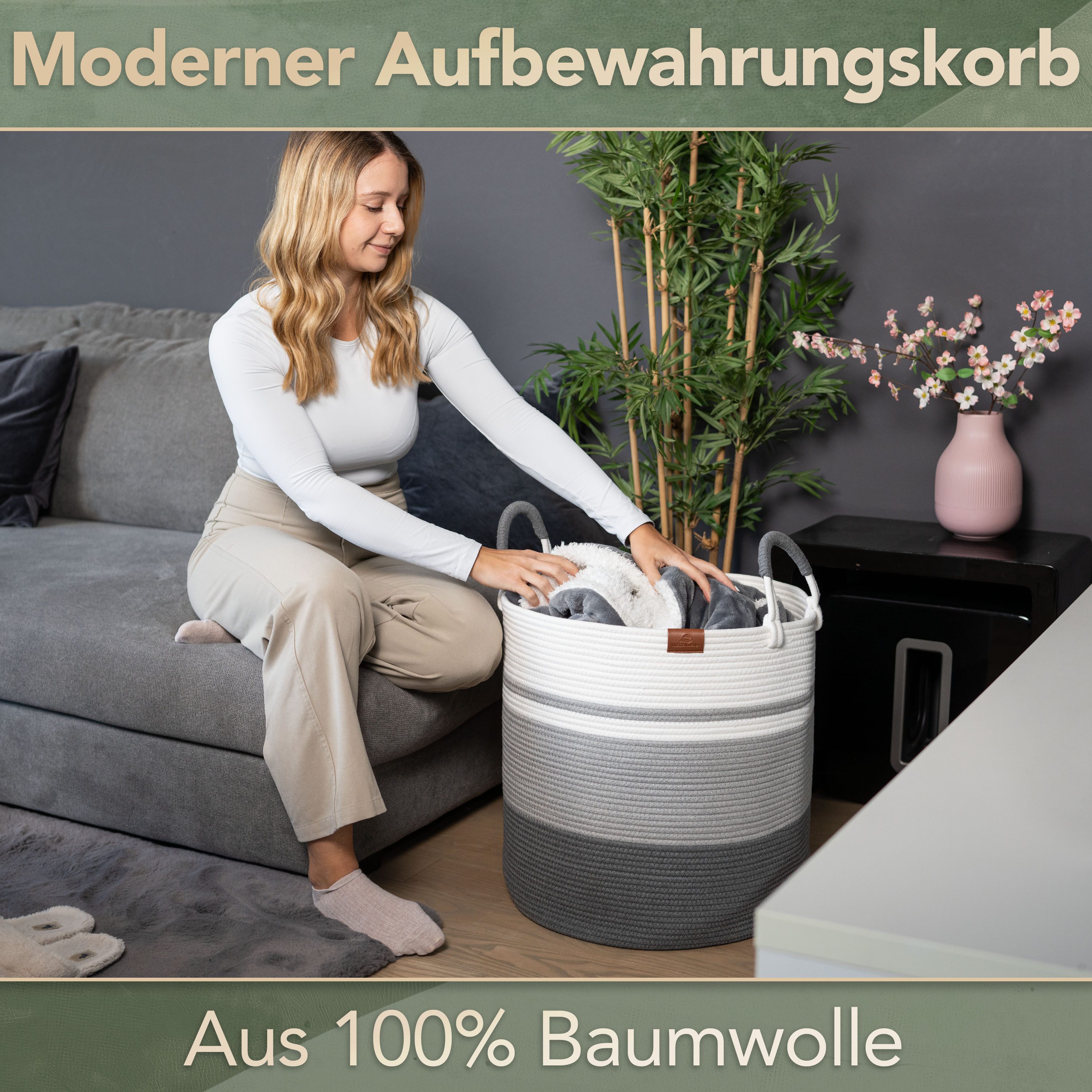 WIESEN.design Wäschekorb EMILIA Ø46xH48 cm 80L, Wäschekorb geflochten aus B günstig online kaufen