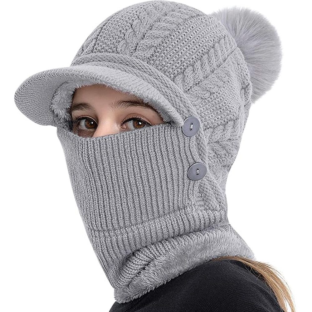 Coonoor Schlupfmütze Damen Wintermütze Strickmütze mit Mädchen Skimütze, Winddicht Warm Außenmaterial ist Strick, innen mit weichem Fleece gepolstert