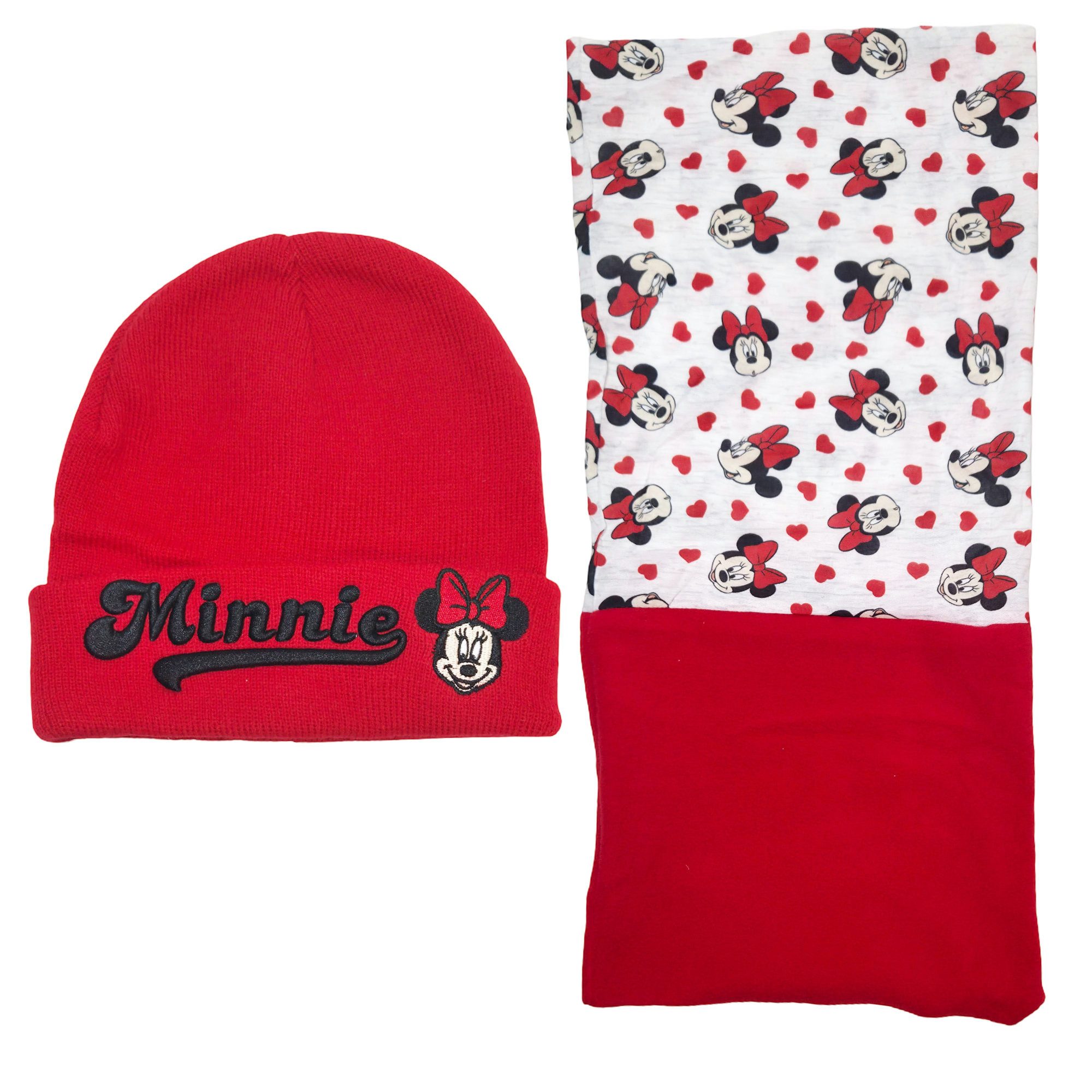 Disney Fleecemütze Disney Minnie Maus Set Kinder Herbst Wintermütze Snood Gr. 54 bis 56 (Spar-Set, 2-St)