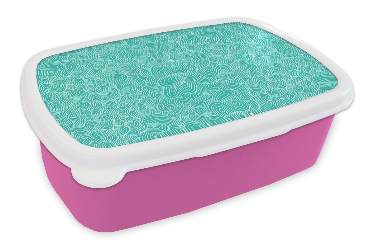 MuchoWow Lunchbox Muster - Wasser - Meer, Kunststoff, (2-tlg), Brotbox für Erwachsene, Brotdose Kinder, Snackbox, Mädchen, Kunststoff rosa