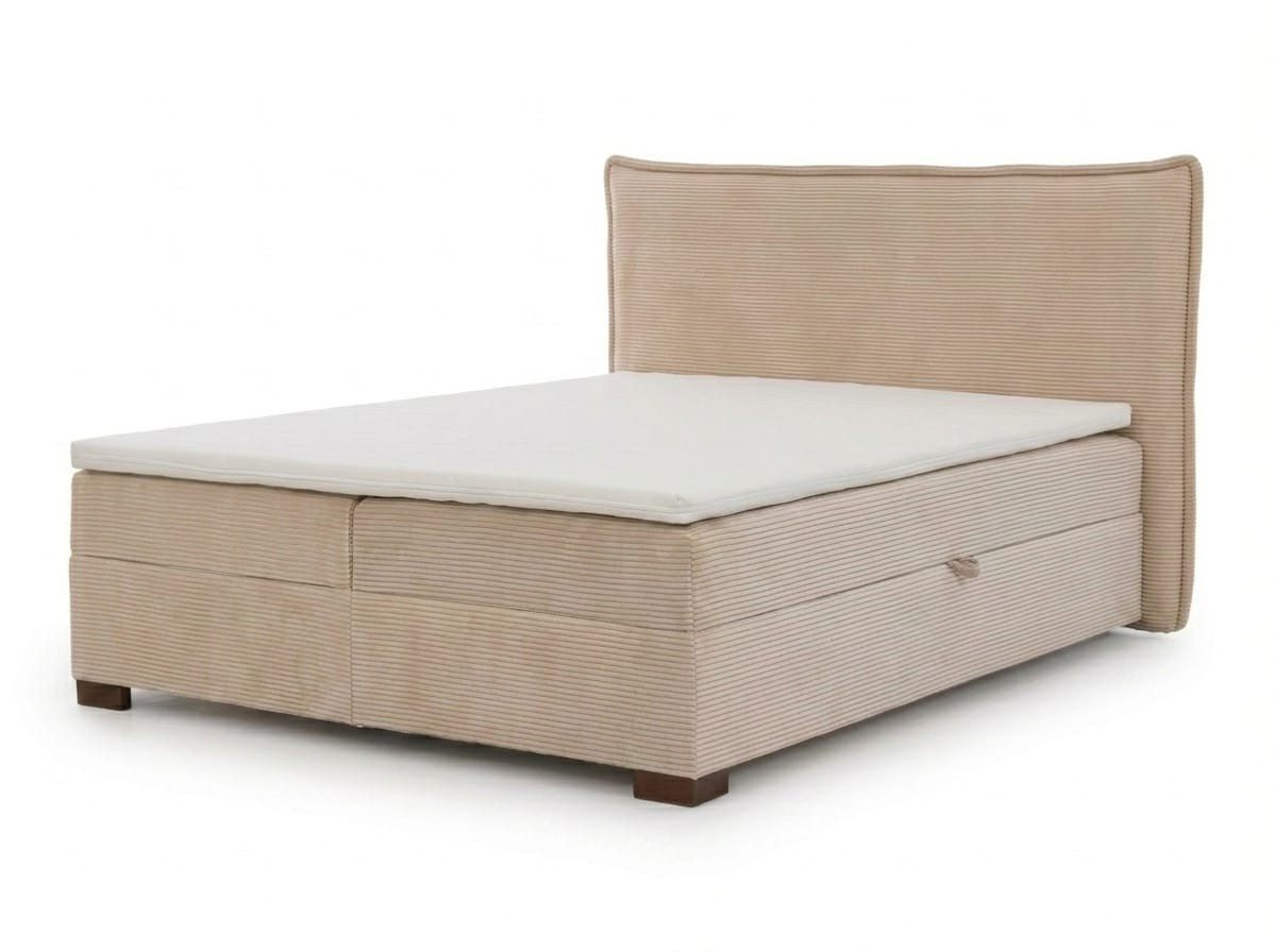 Xlmoebel Boxspringbett Beiges Boxspringbett 140x200 mit Stauraum und weichem Kopfteil (1-St., 1-tlg), Weiches Kopfteil, Stauraum
