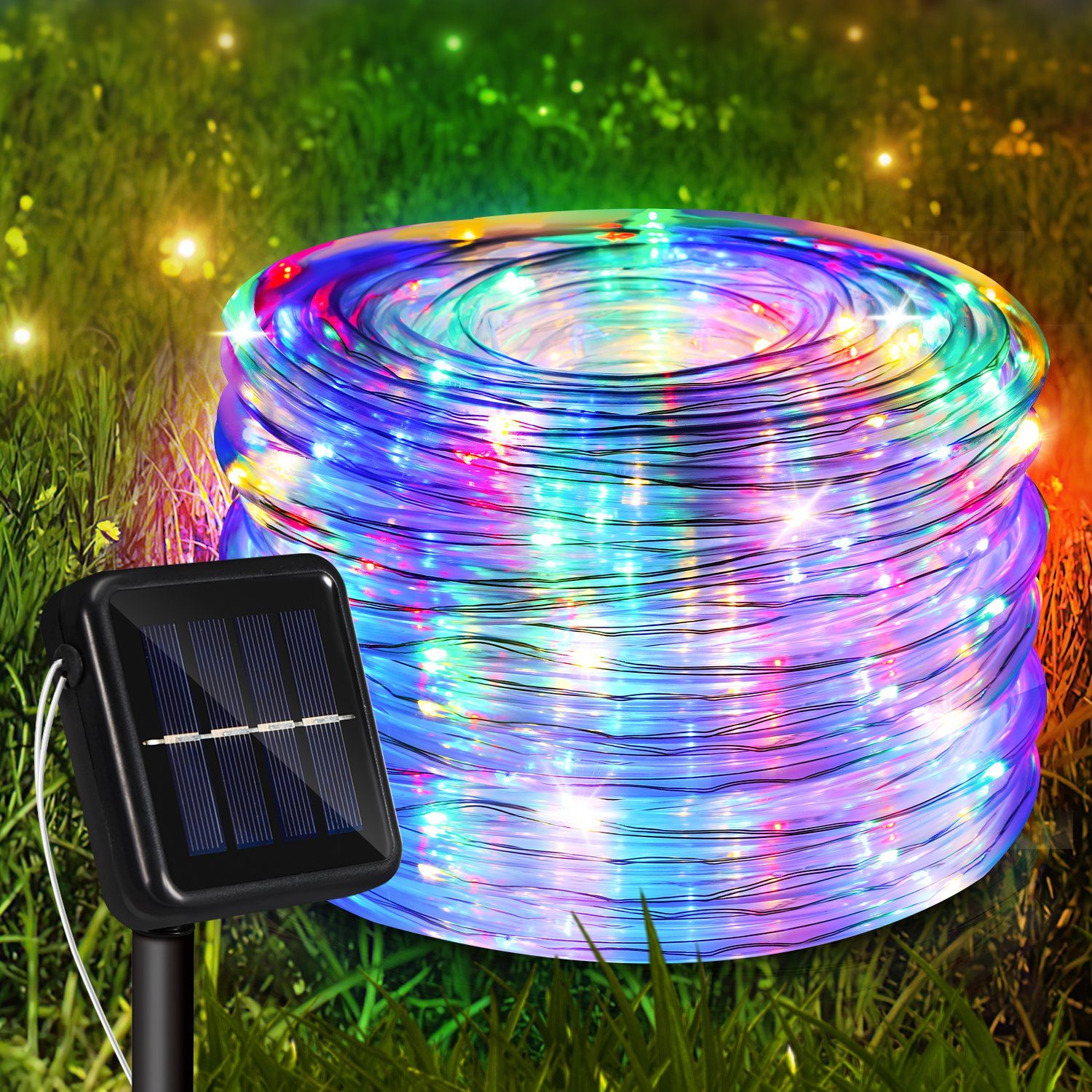 LED Lichterschlauch Solar 10m Gimisgu Lichterkette LED-Lichterschlauch Wasserdicht Lichtschlauch Bunt