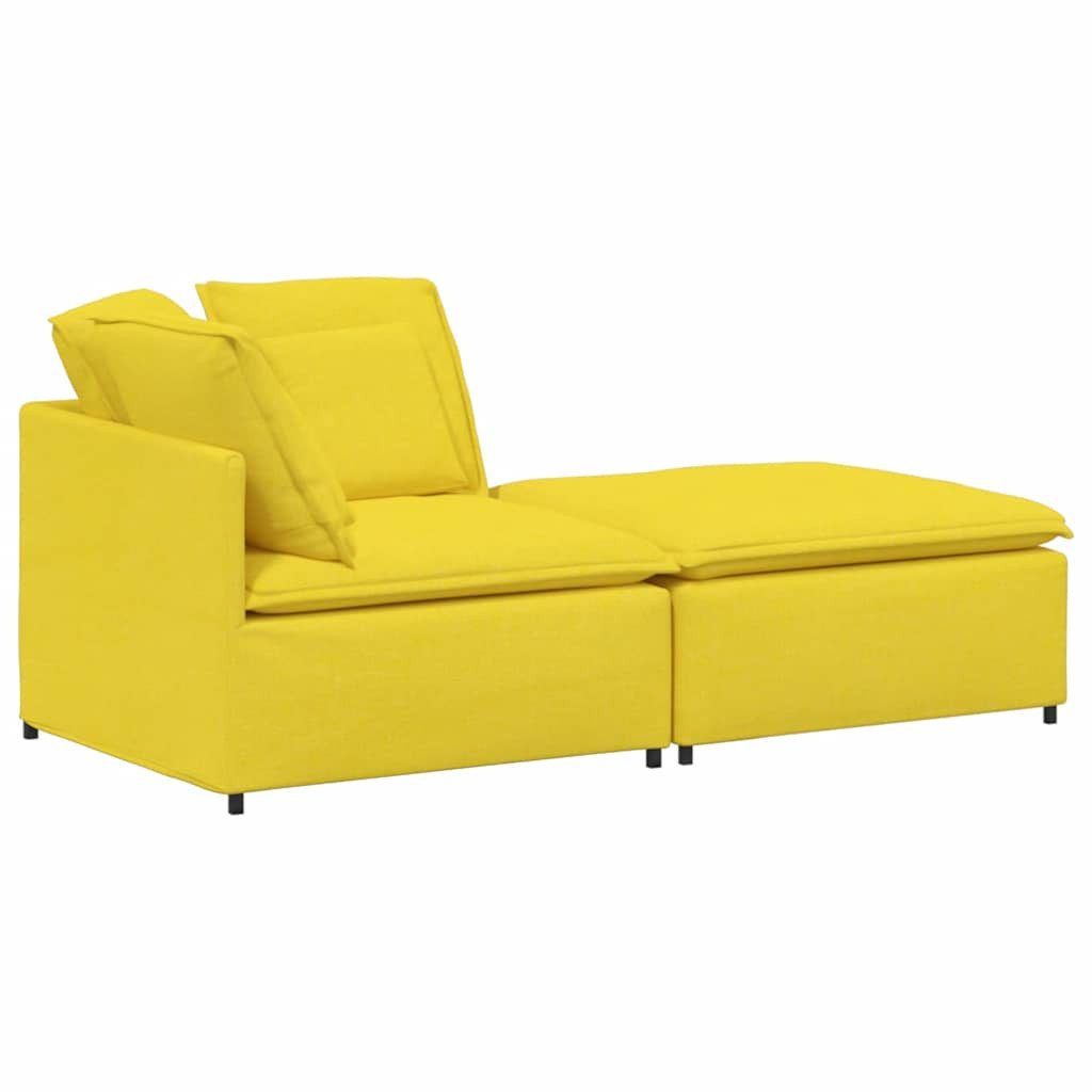 vidaXL Sofaelement Modulares Sofa mit Fußhocker Kissen Stoff Hellgelb