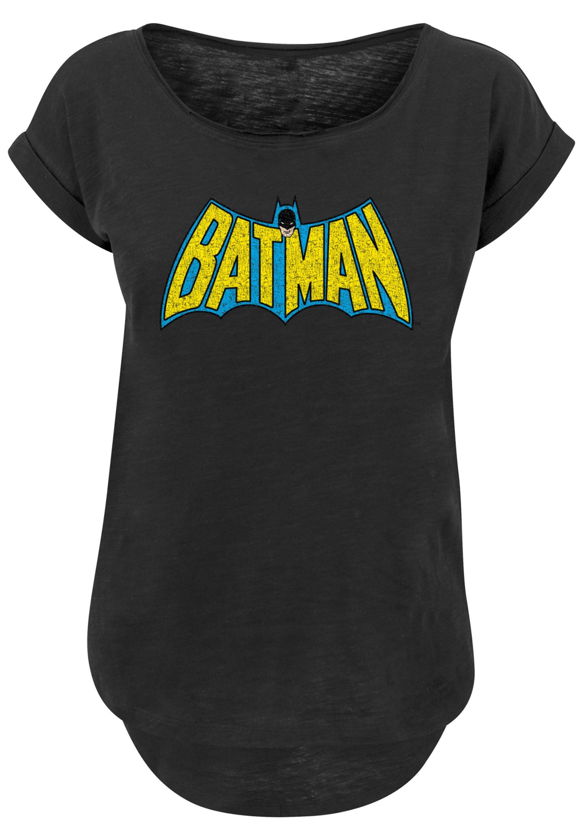T-Shirt Damen Hinten Batman Comics extra Superhelden DC Logo Crackle T-Shirt Print, lang geschnittenes F4NT4STIC