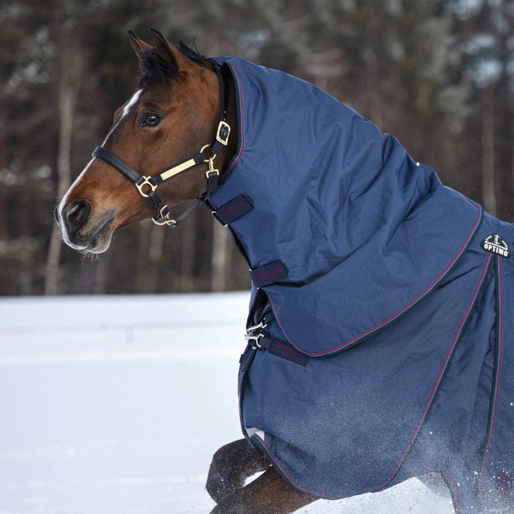 Pferde-Halsteil Horseware Rambo Optimo Hood 150g - Navy/Burgundy