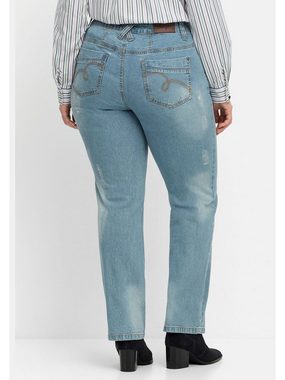 Sheego Gerade Jeans Große Größen mit Destroyed-Effekten, extralang