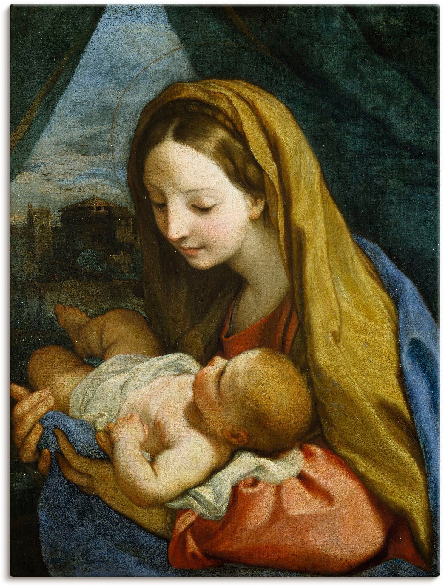 Artland Leinwandbild Maria mit dem Kind. Um 1660, Religion (1 St), auf Holzrahmen gespannt