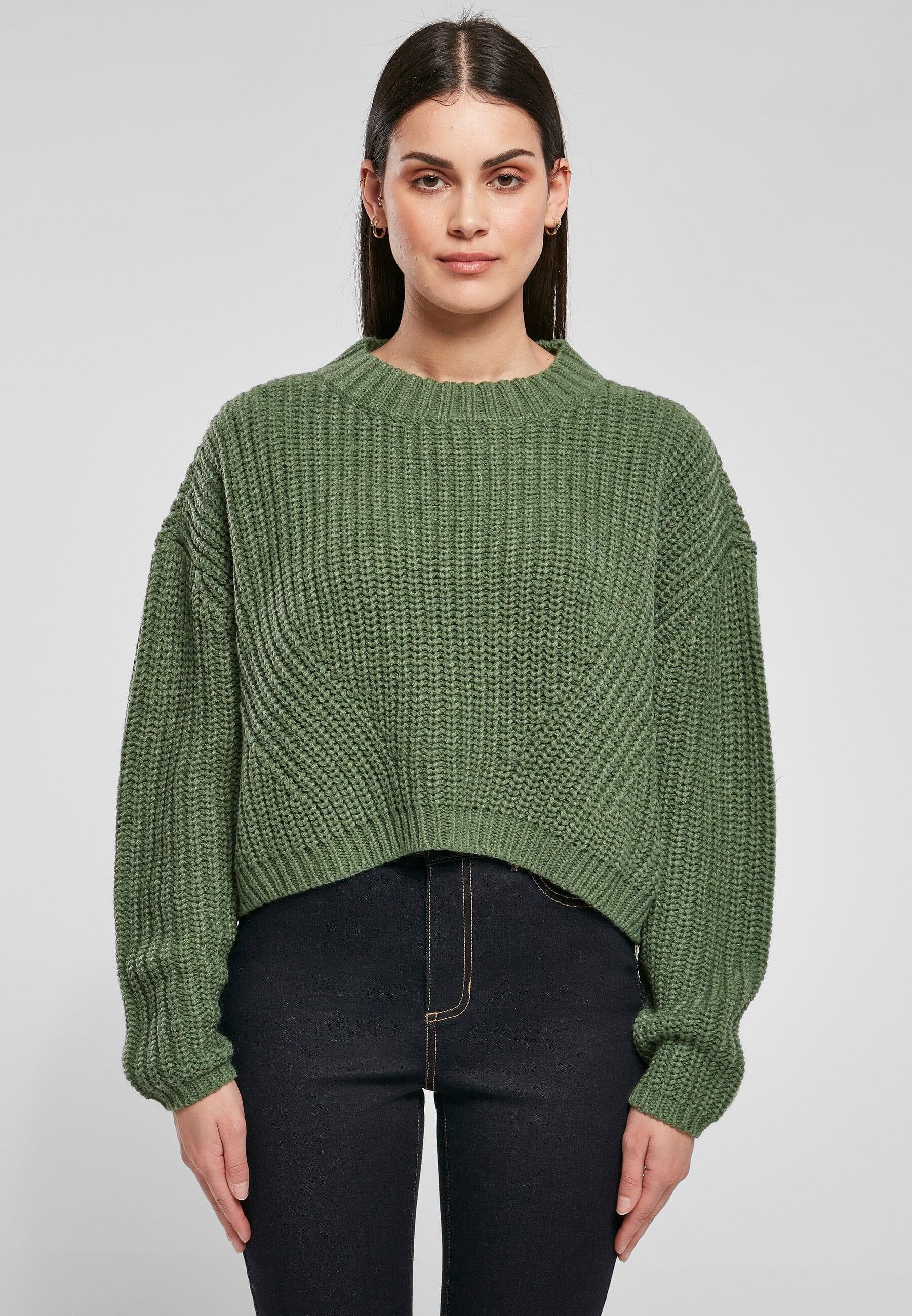 URBAN CLASSICS Kapuzenpullover Damen Ladies Sweater Wide (1-tlg) Oversize salvia