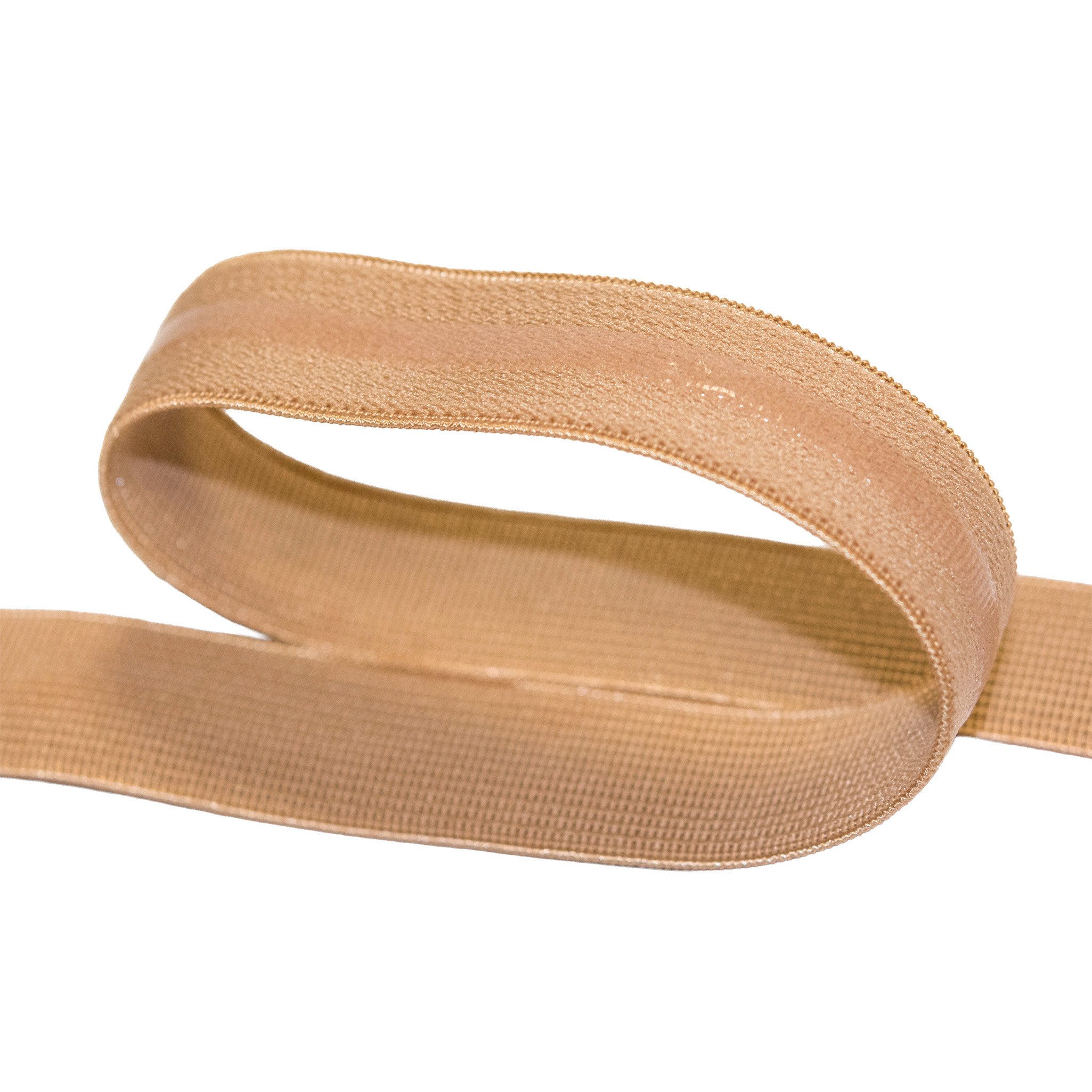 maDDma Gummiband Gummilitze mit Silikonstreifen 10mx10mm Gummiband elastisch rutschfest, beige