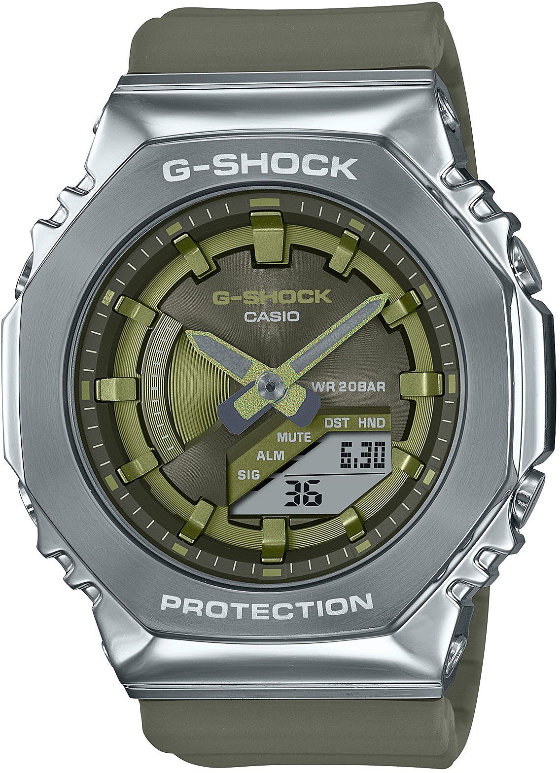 CASIO G-SHOCK Chronograph GM-S2100-3AER, Quarzuhr, Armbanduhr, Damen, Herren, digital, bis 20 bar wasserdicht