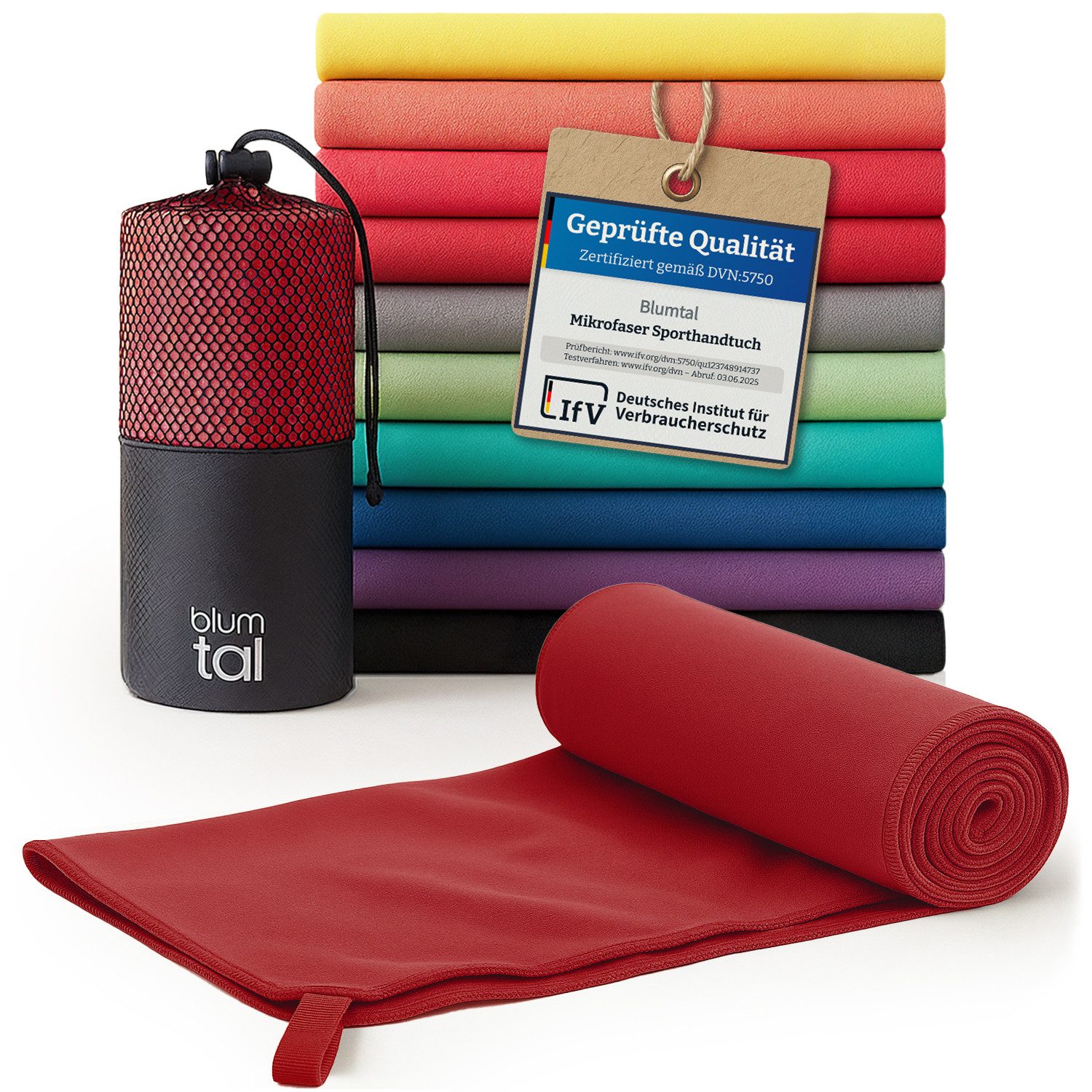 Blumtal Sporthandtuch Mikrofaser Handtuch - kompakte Mikrofaser Handtücher, Mikrofaser (inkl. Transporttasche, einzeln oder als Set verfügbar, 1-St), ultra leicht & schnelltrocknend, Reisehandtuch, Strandhandtuch
