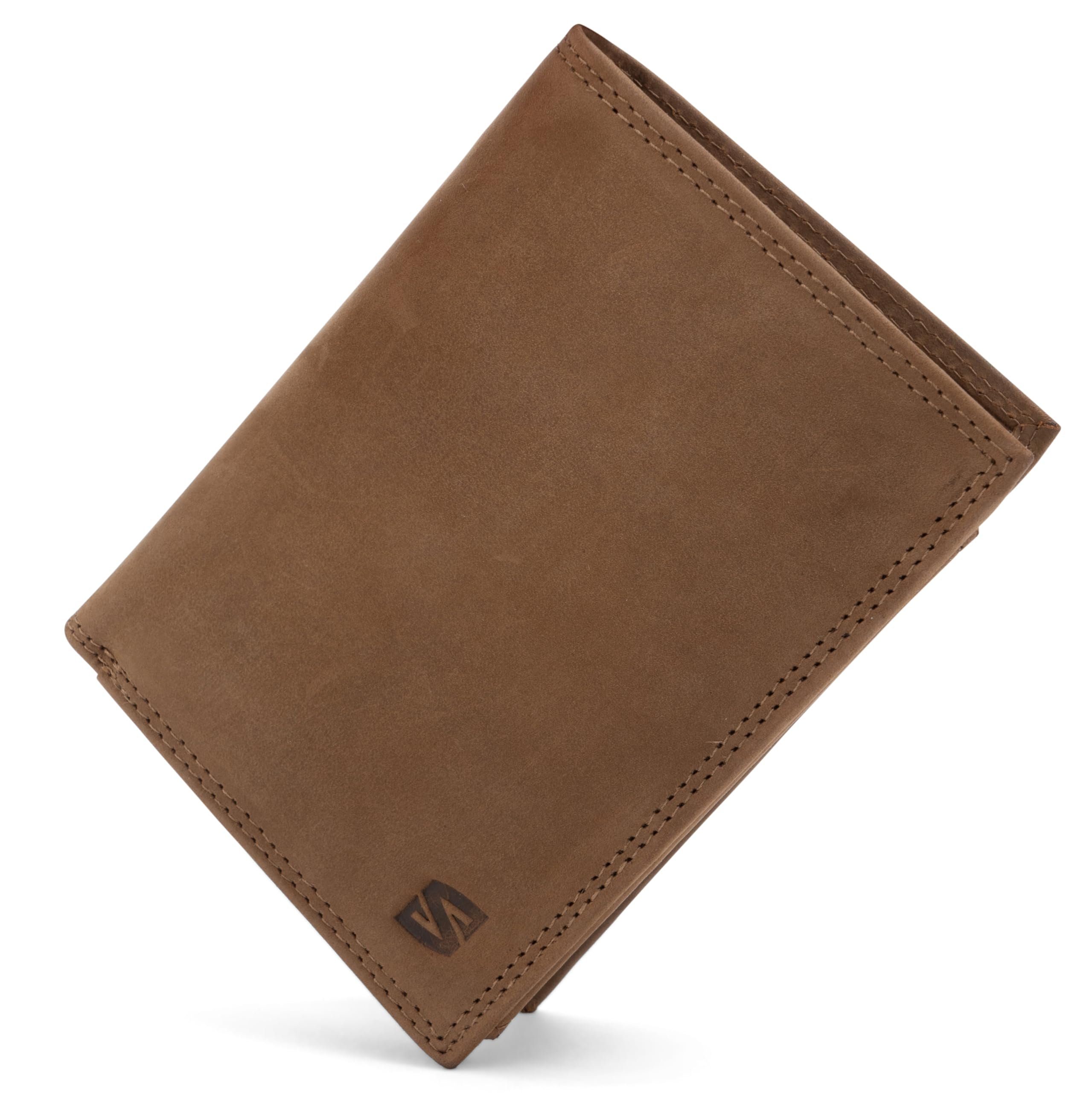 SERASAR Geldbörse Premium-Ledergeldbörse [Manager] (Classic, elegant, casual, 1-tlg), Made of Genuine Leather Braun