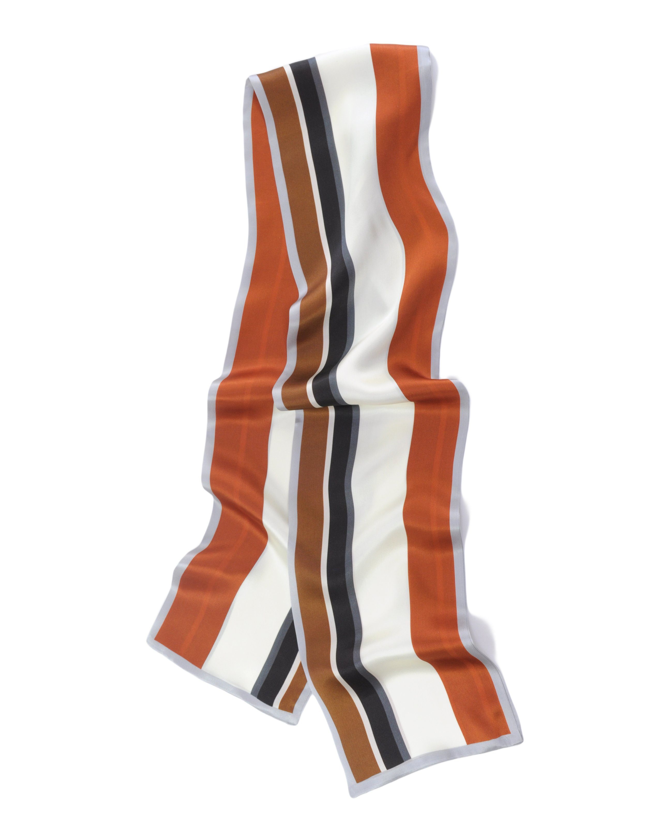 MayTree Seidentuch schmaler, caramel, beige, weiss, schwarz 16 x 145 cm, Sommerschal, (Stück), Seidentuch 100% Seide