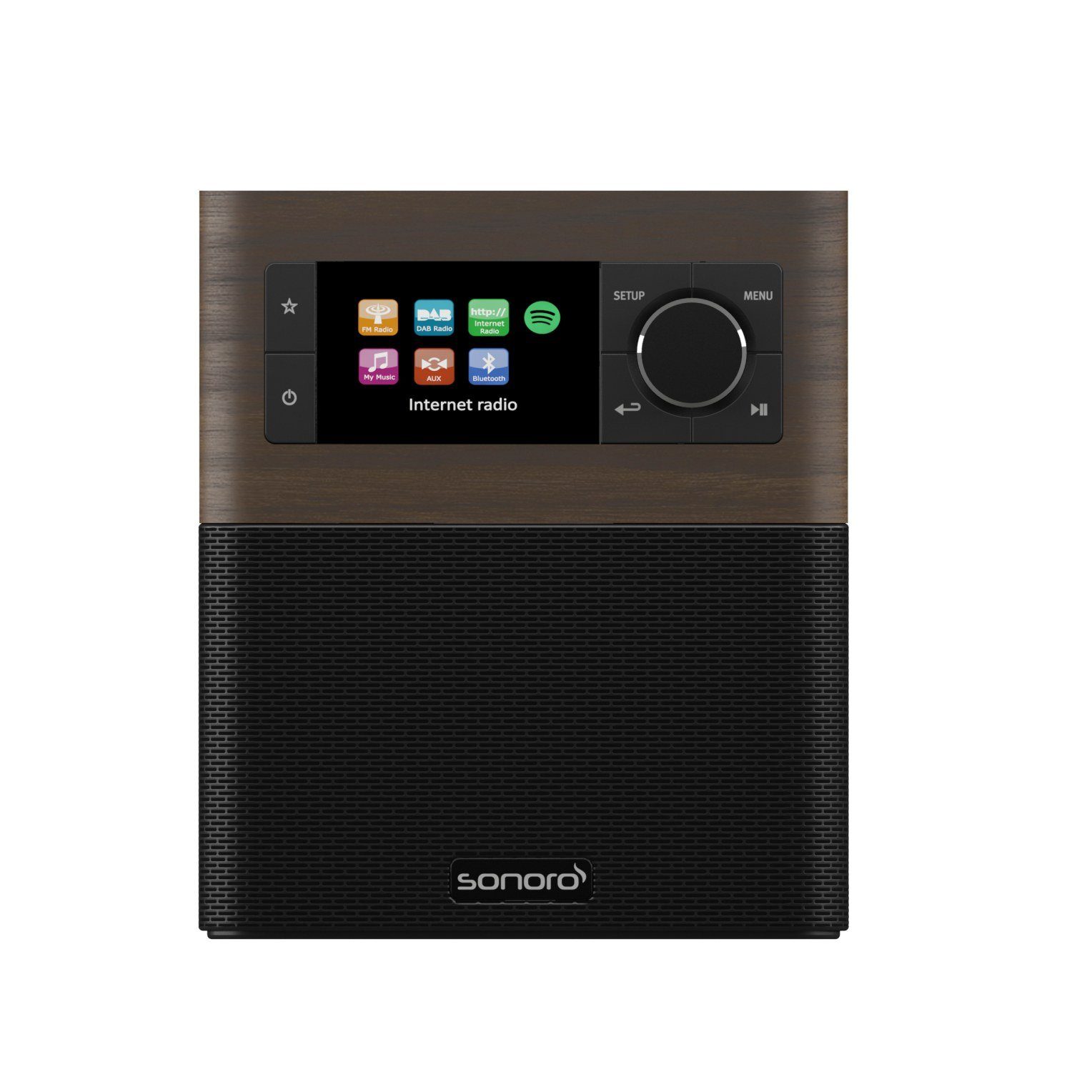 Sonoro Stream Walnuss Schwarz Internet-Radio (Digitalradio (DAB), FM-Tuner, Internetradio) Walnuss Dekor - schwarz