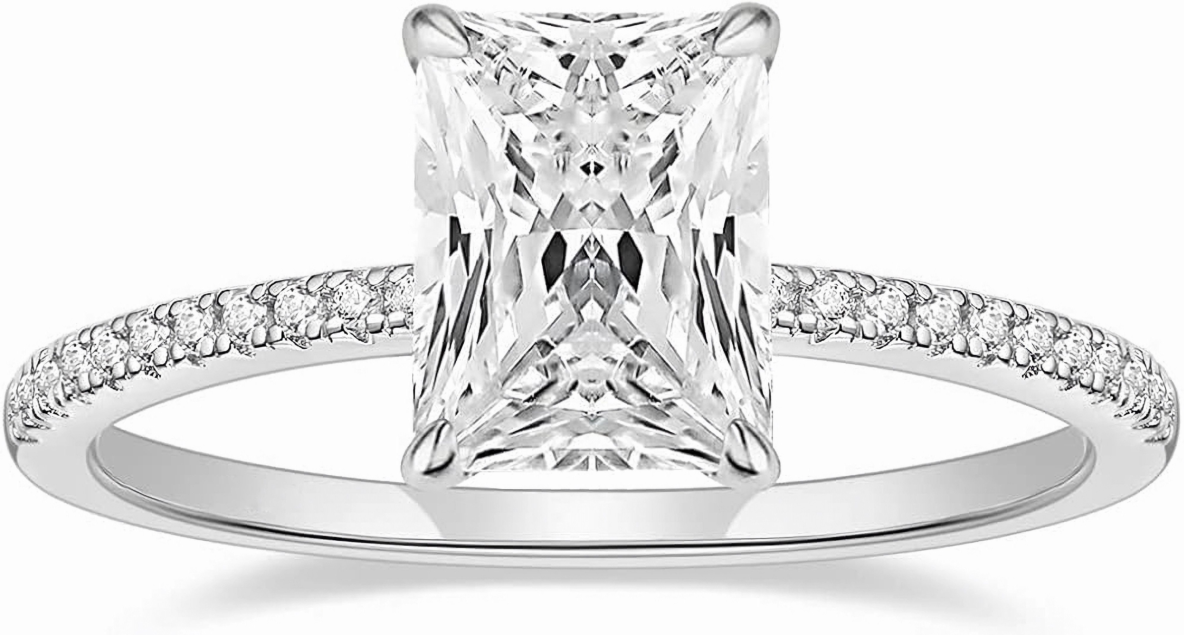 Jumpeak Trauring 585 Gold, 3-Karat-Diamant im Quadratschliff, Damen-Diamantring, E,vvs2,2EX,IGI Zertifikat,Damenring,Geschenk zum Jahrestag