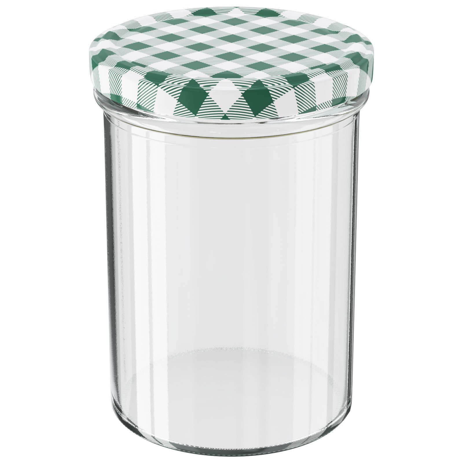 Wellgro Vorratsglas Einmachgläser Schraubdeckel grün kariert - 435 ml, (50-tlg) – Bild 2 von 5