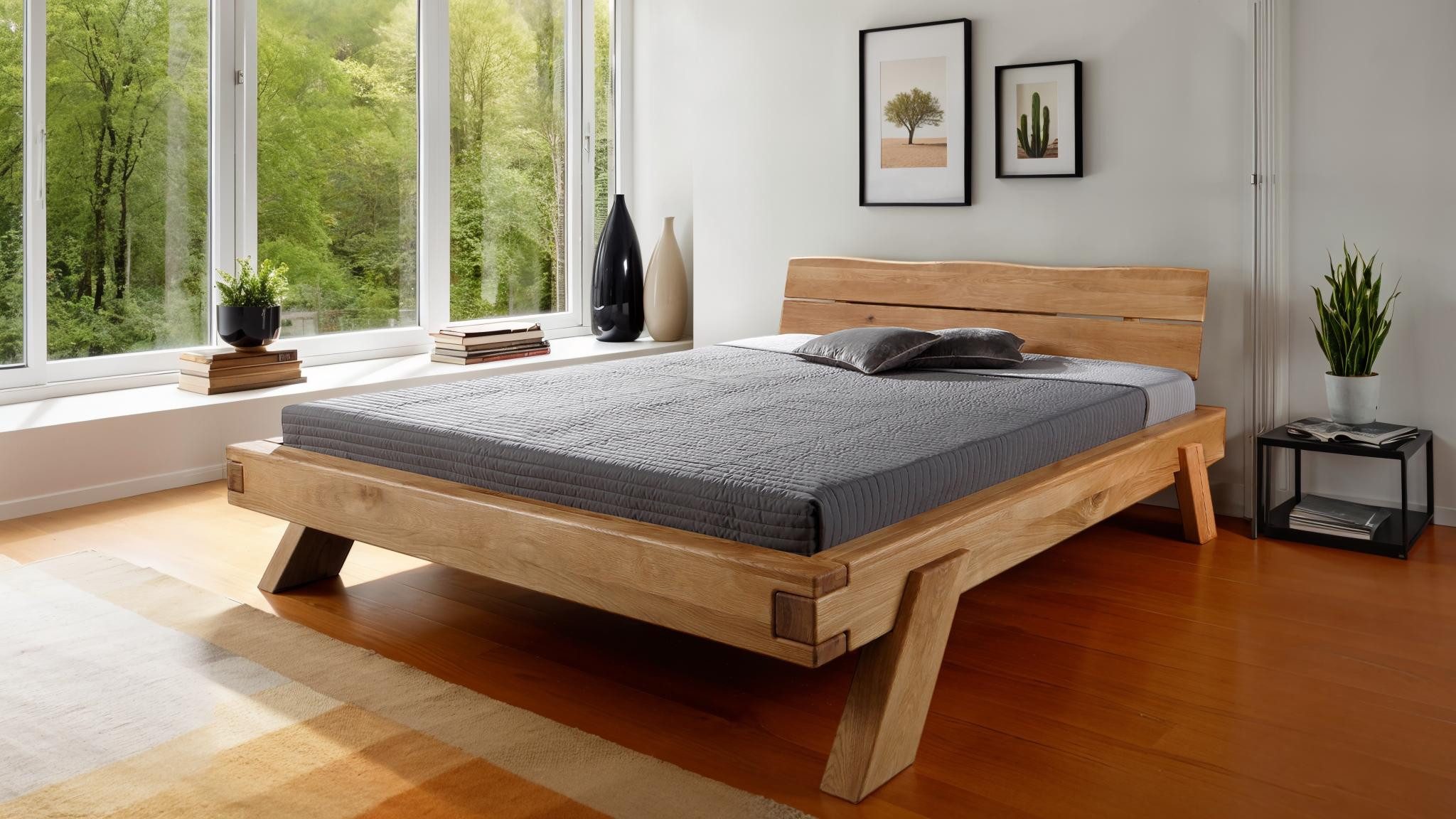 Massivart® Massivholzbett Balkenbett BORGE 140 cm günstig online kaufen