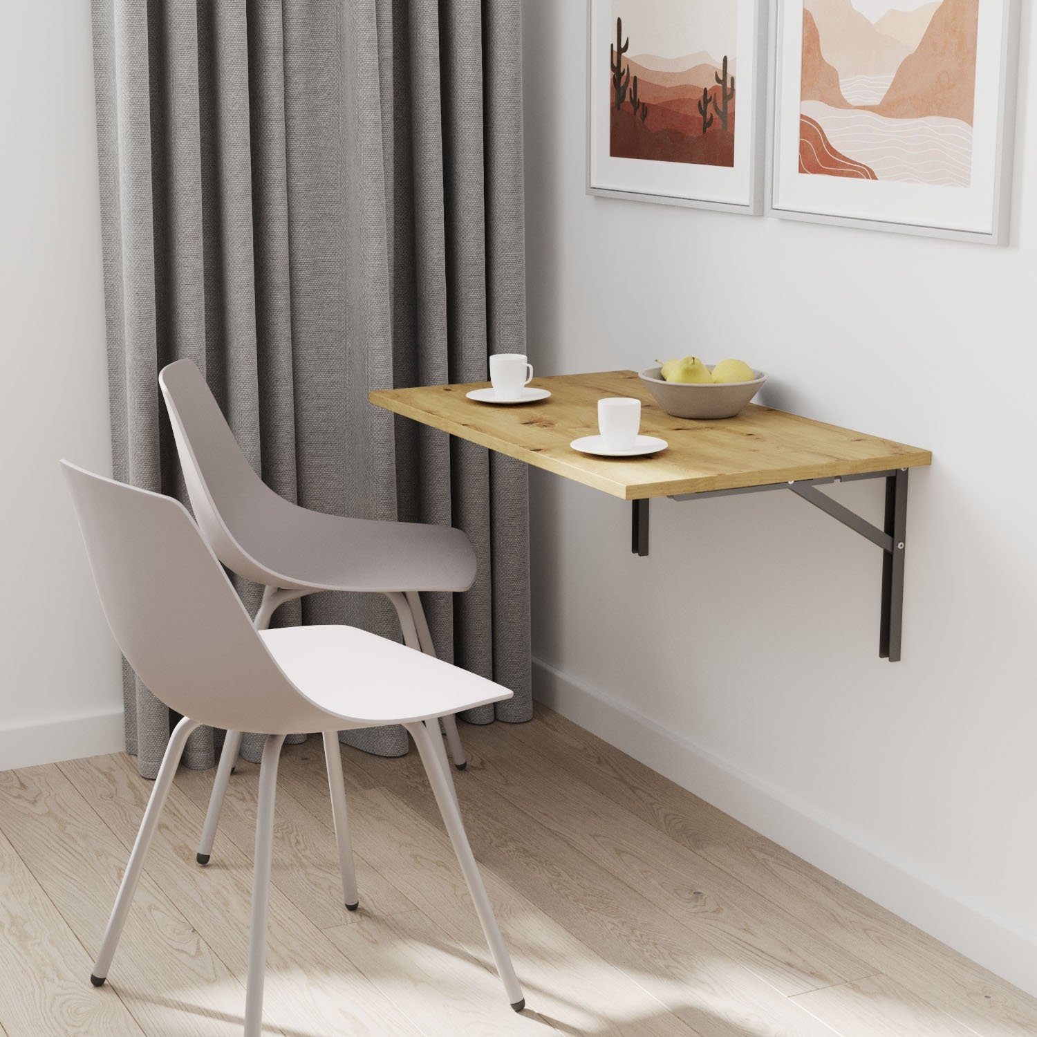 AKKE Klapptisch, Wandklapptisch Wandtisch 2mm Artisan PVC Eiche Hängetisch Schreibtisch Küchentisch