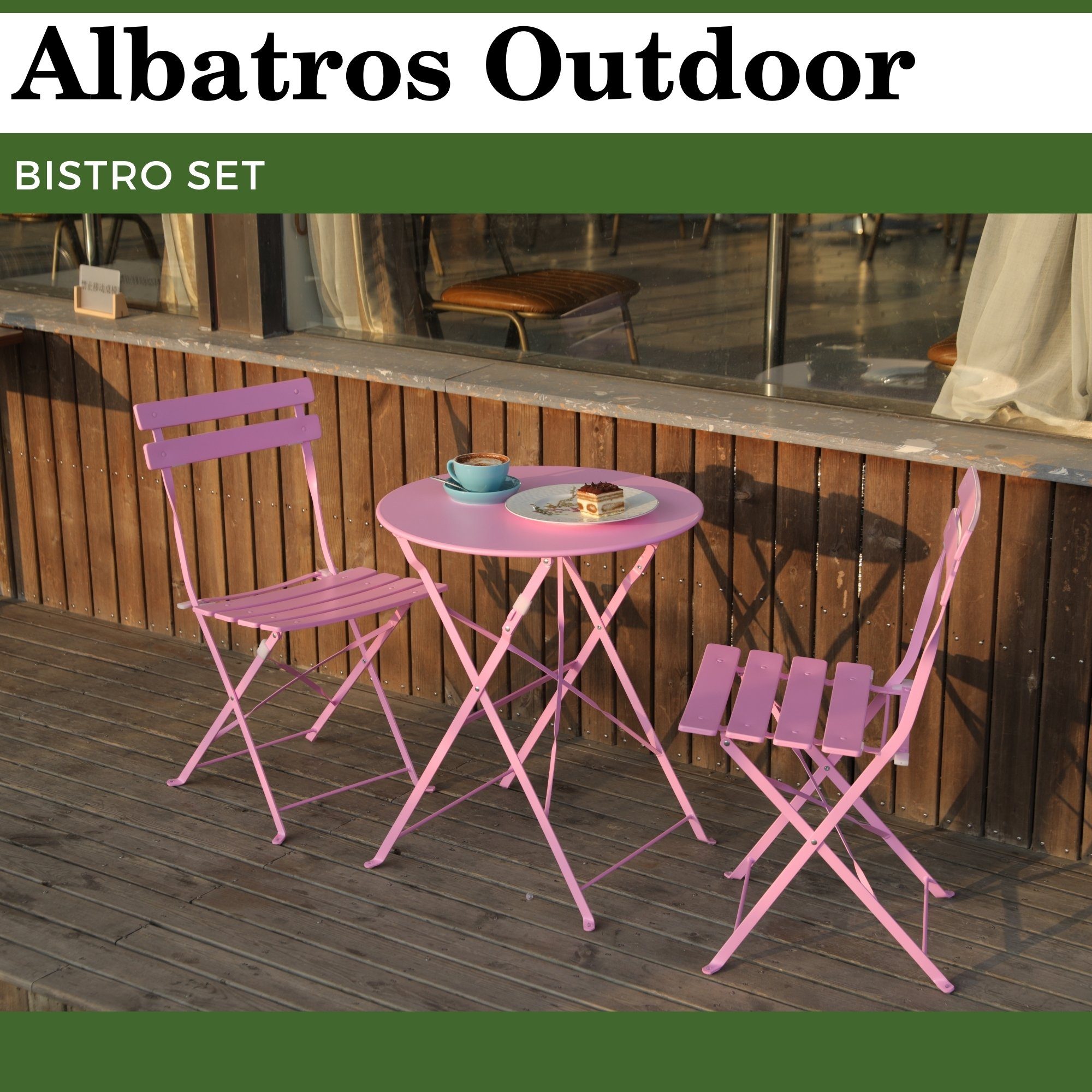 Albatros International Balkonset Bistroset 3-teilig Rosa Bistrotisch 2 Stüh günstig online kaufen