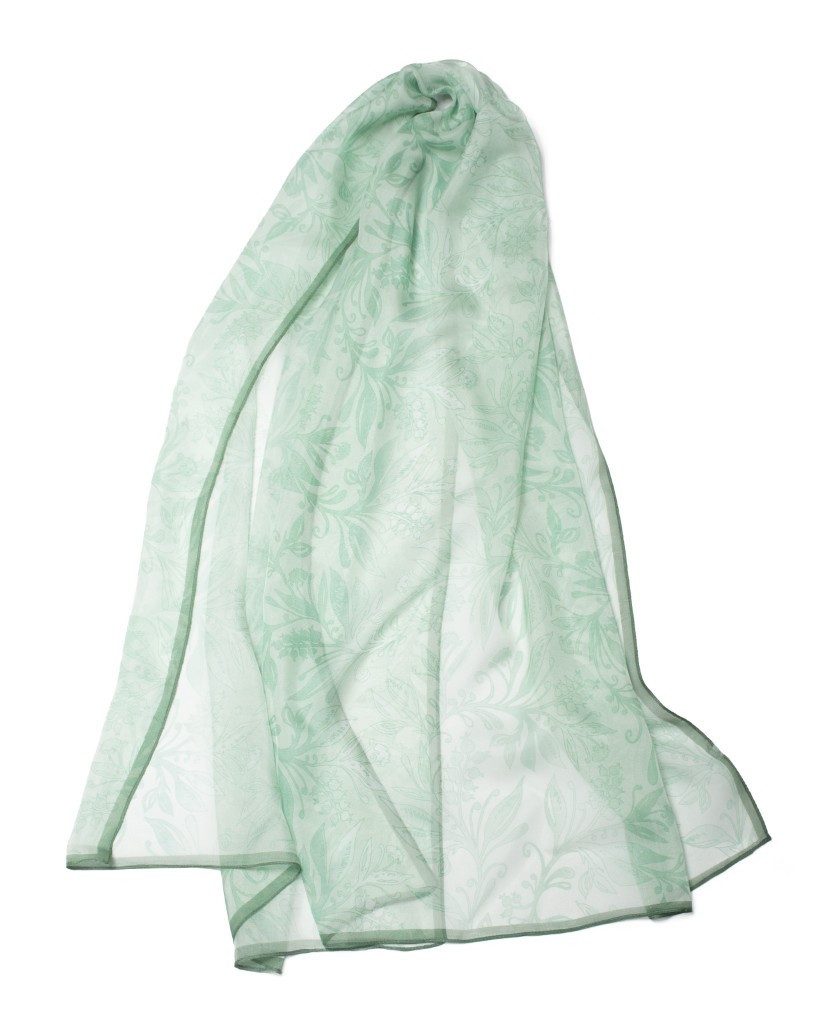 MayTree Seidenschal Seidenchiffon zarte Blumen70 x 180 cm, (Stück), Seidentuch 100% Seide, zart und durchsichtig