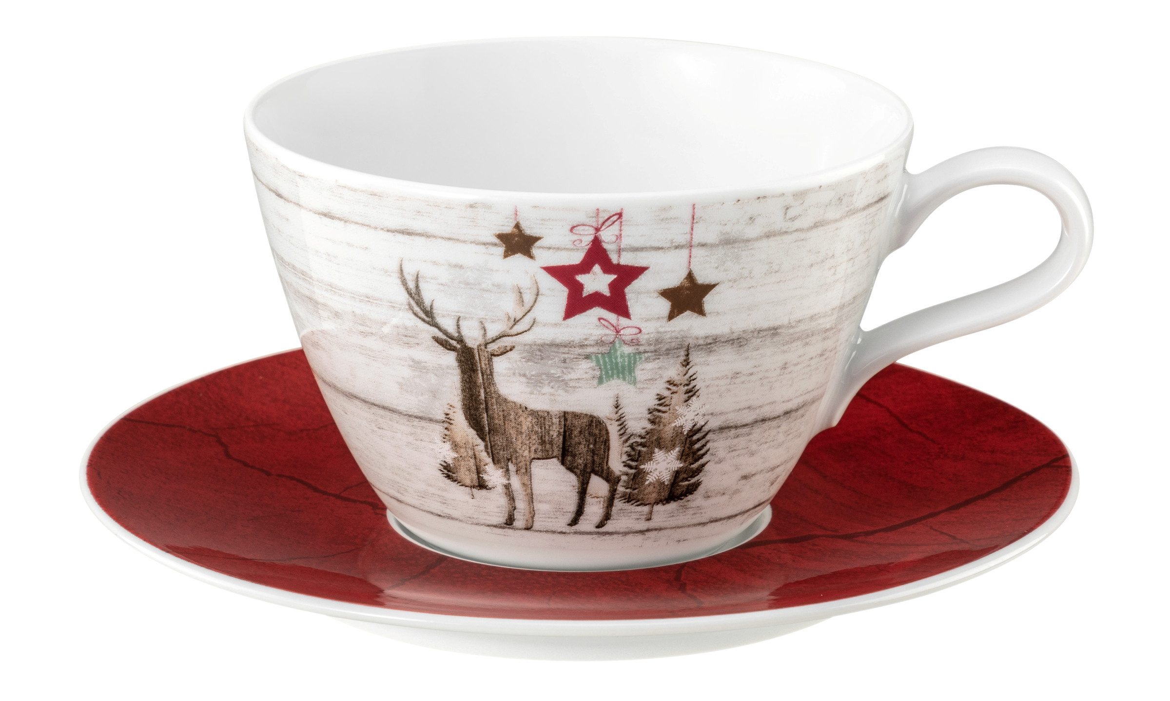 Seltmann Weiden Cappuccinotasse Life Christmas, Milchkaffeeobertasse, 0,37 l, 1-tlg., Porzellan, mit weihnachtlichem Dekor