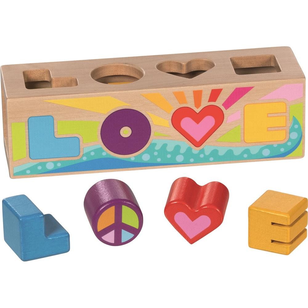 goki Steckspielzeug Steckspiel Sortierbox Holz Lernspiel Motorikspiel Buchstaben ab 1 Jahr, Fördert Motorik und Formverständnis