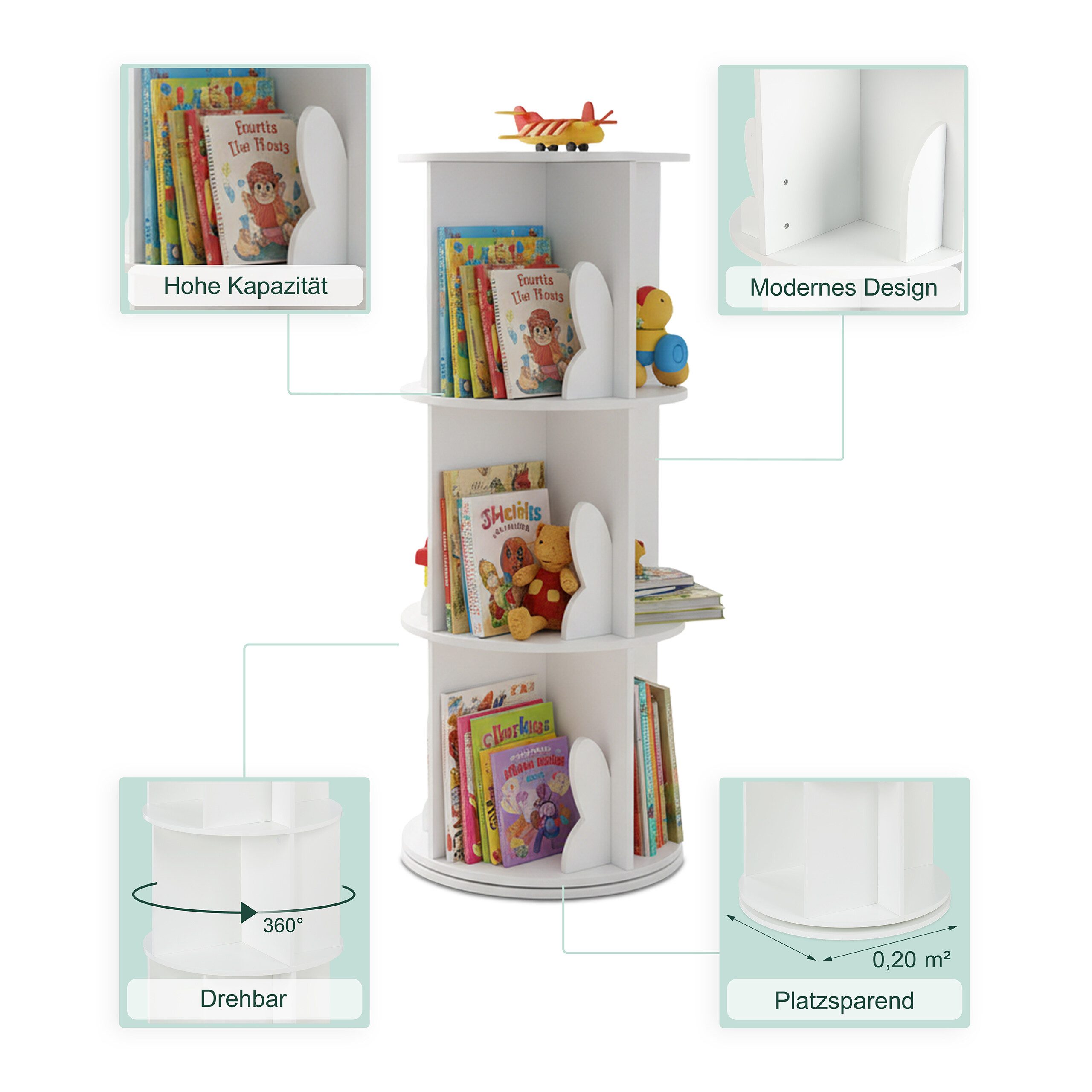 relaxdays Bücherregal Drehbares Bücherregal für Kinder, 1-tlg. – Bild 5 von 5