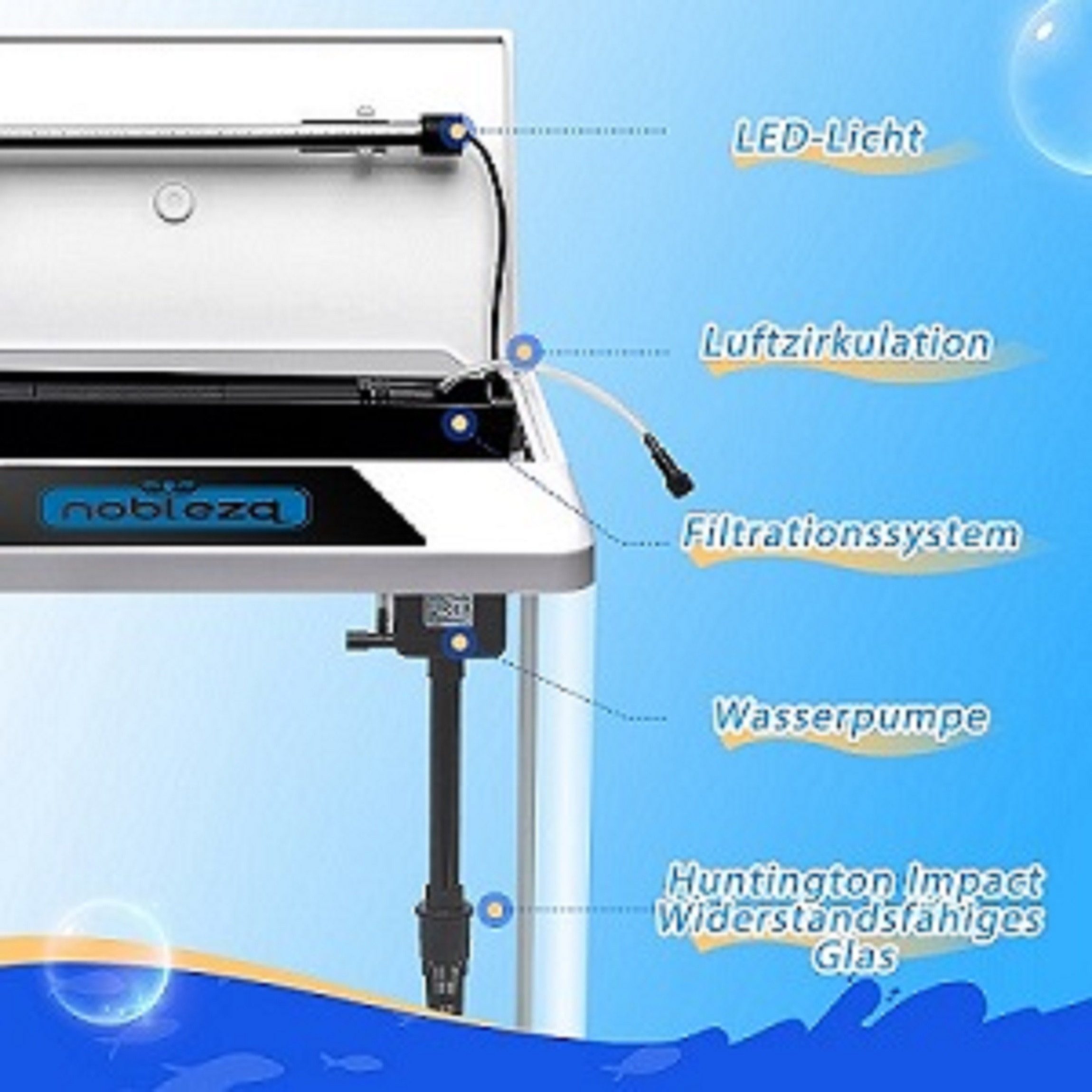 nobleza Aquarien-Set 30L Mini Aquarium Komplettset